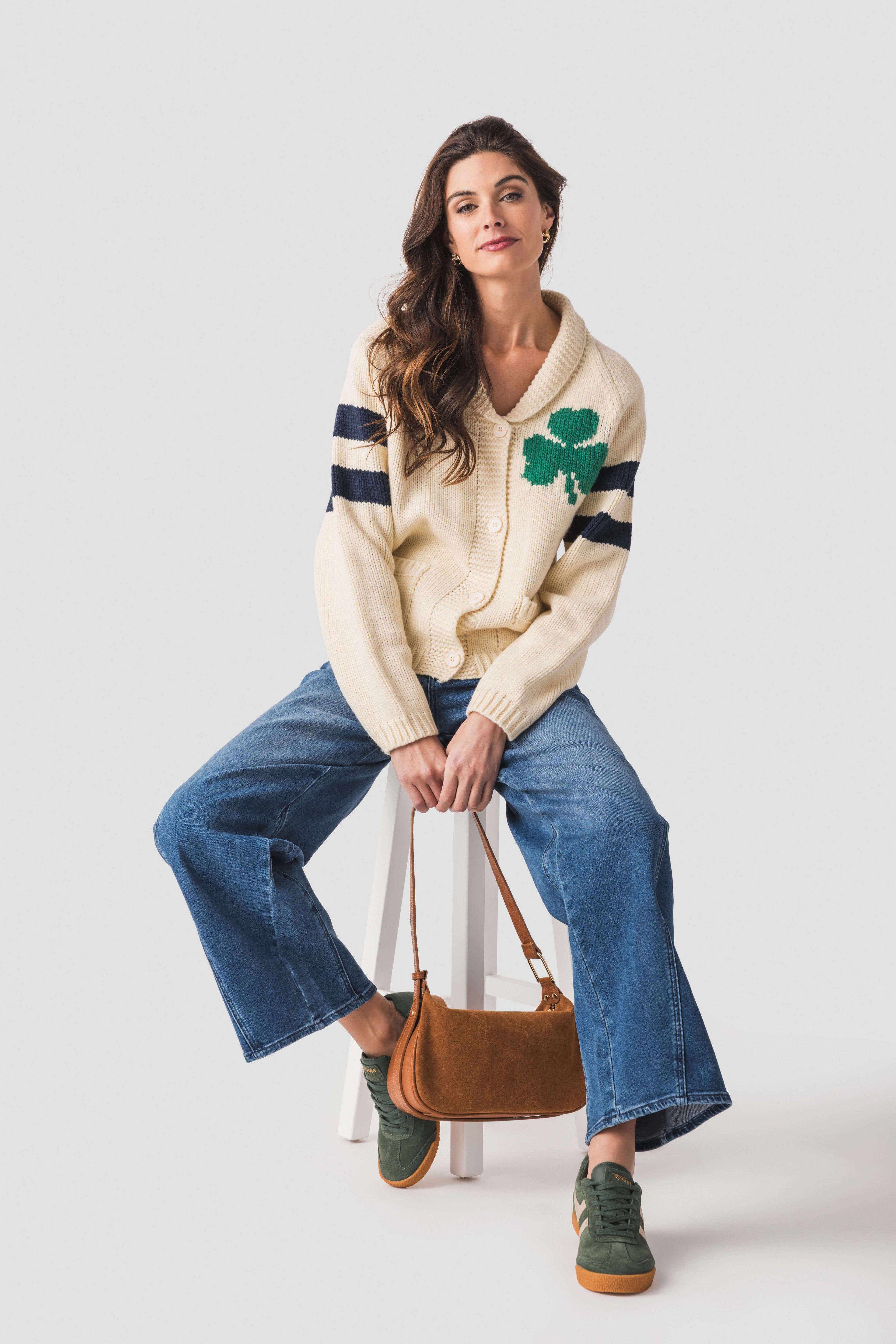 Pink Pineapple Irish Striped Varsity Cardigan