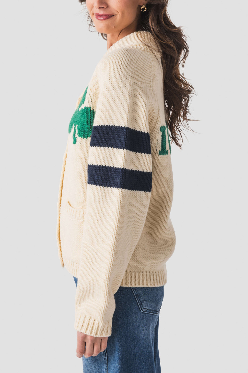 Pink Pineapple Irish Striped Varsity Cardigan