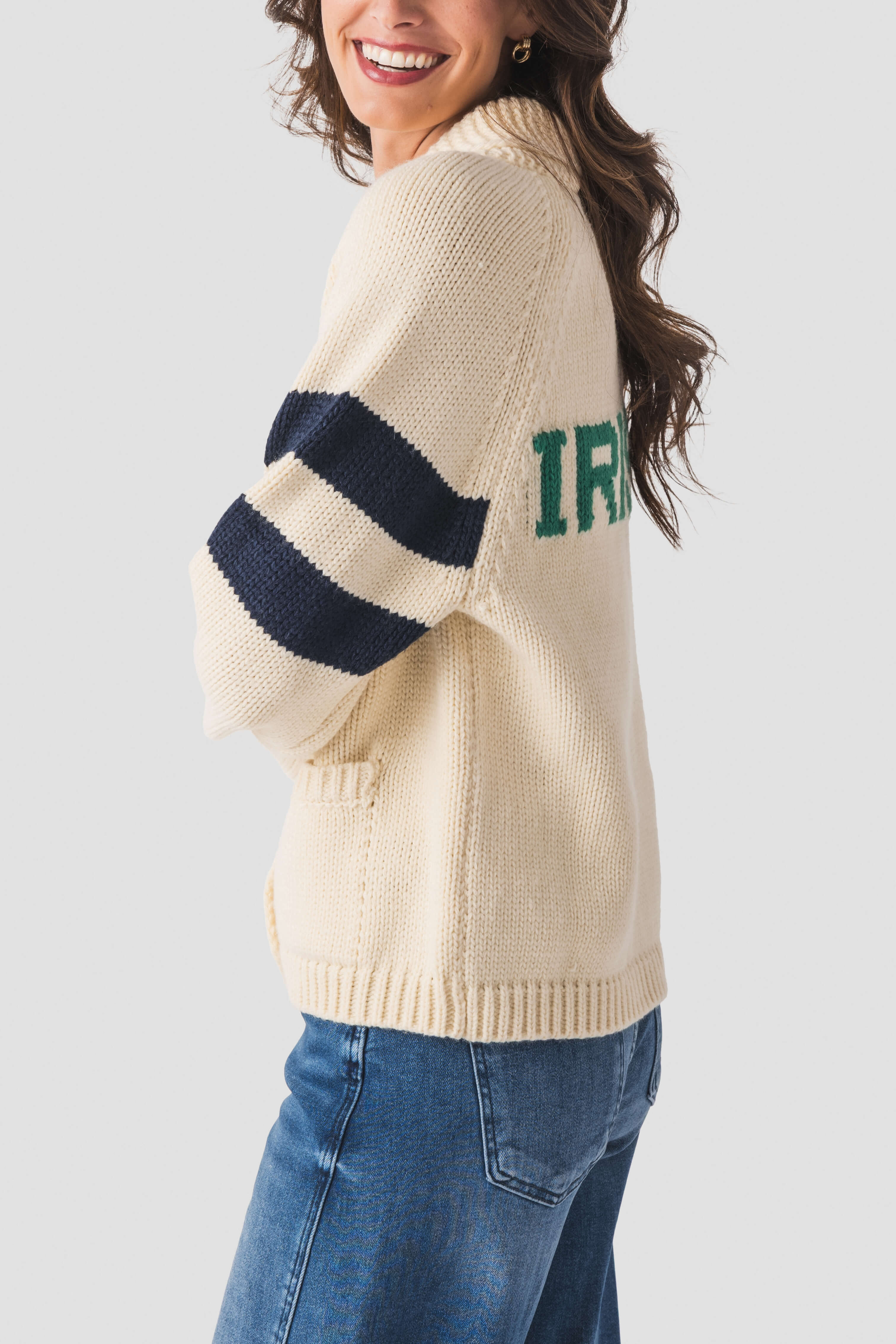 Pink Pineapple Irish Striped Varsity Cardigan