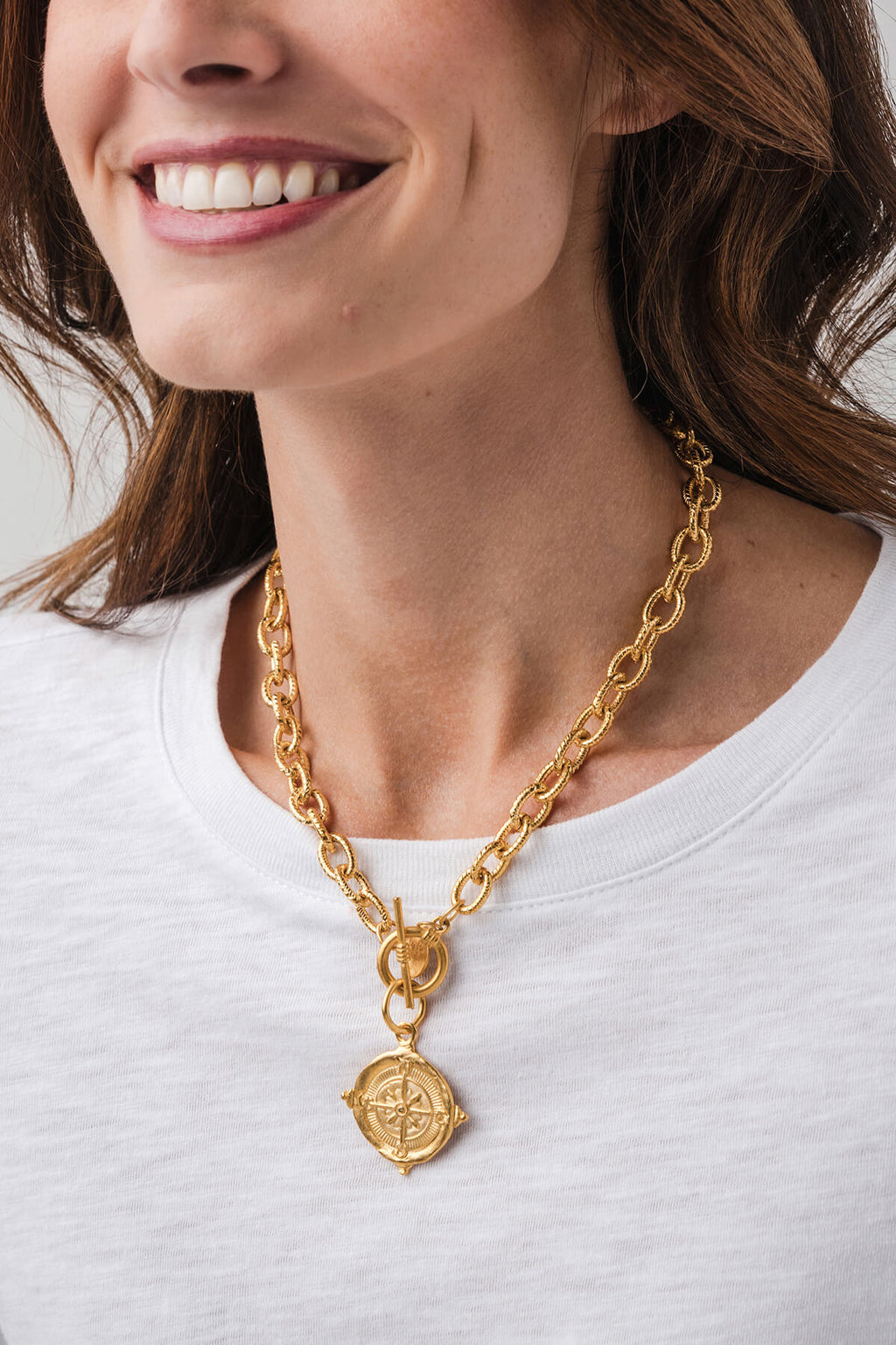 Susan Shaw Gold Compass Toggle Necklace