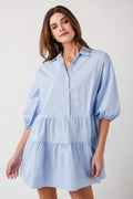 Elan 3/4 Sleeve Collared Tiered Dress