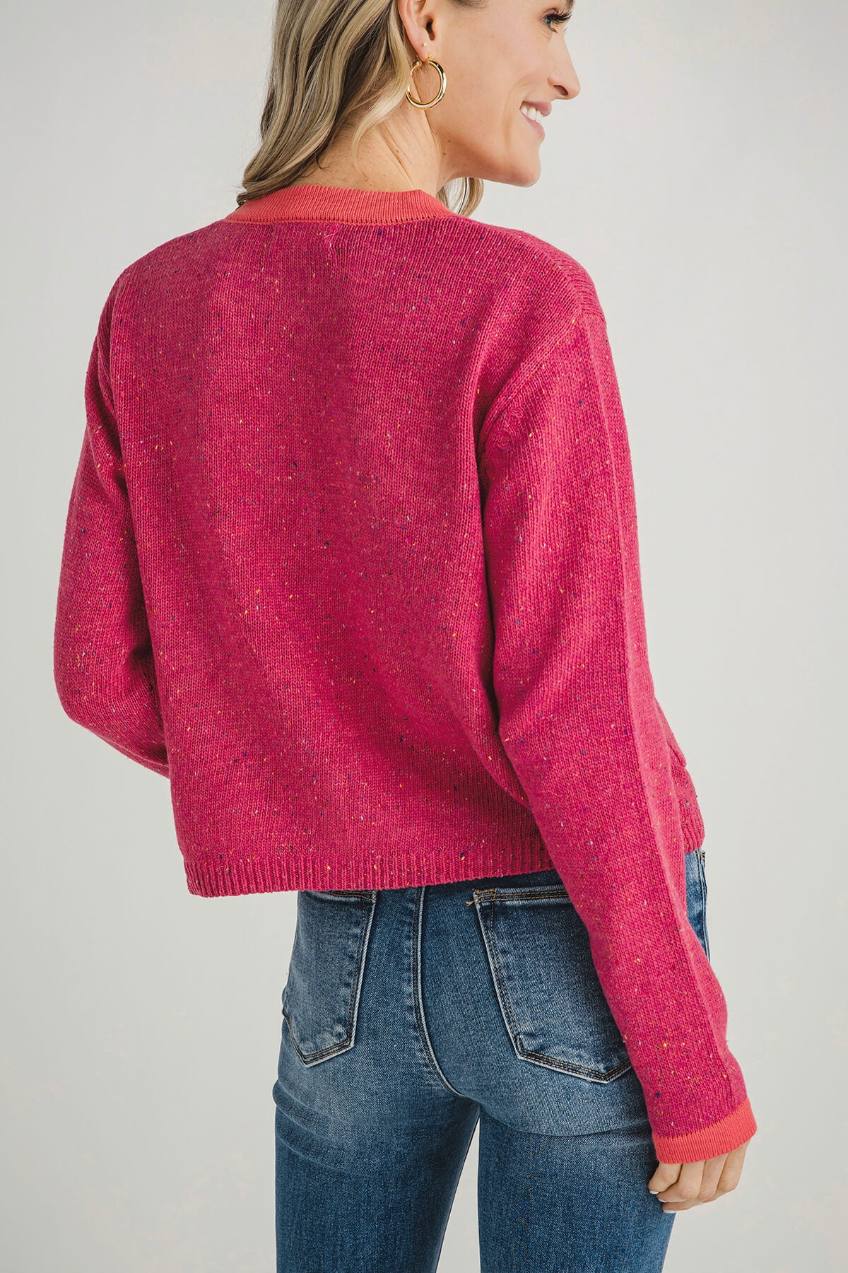 Listicle Color Pop Knit Cardigan Sweater