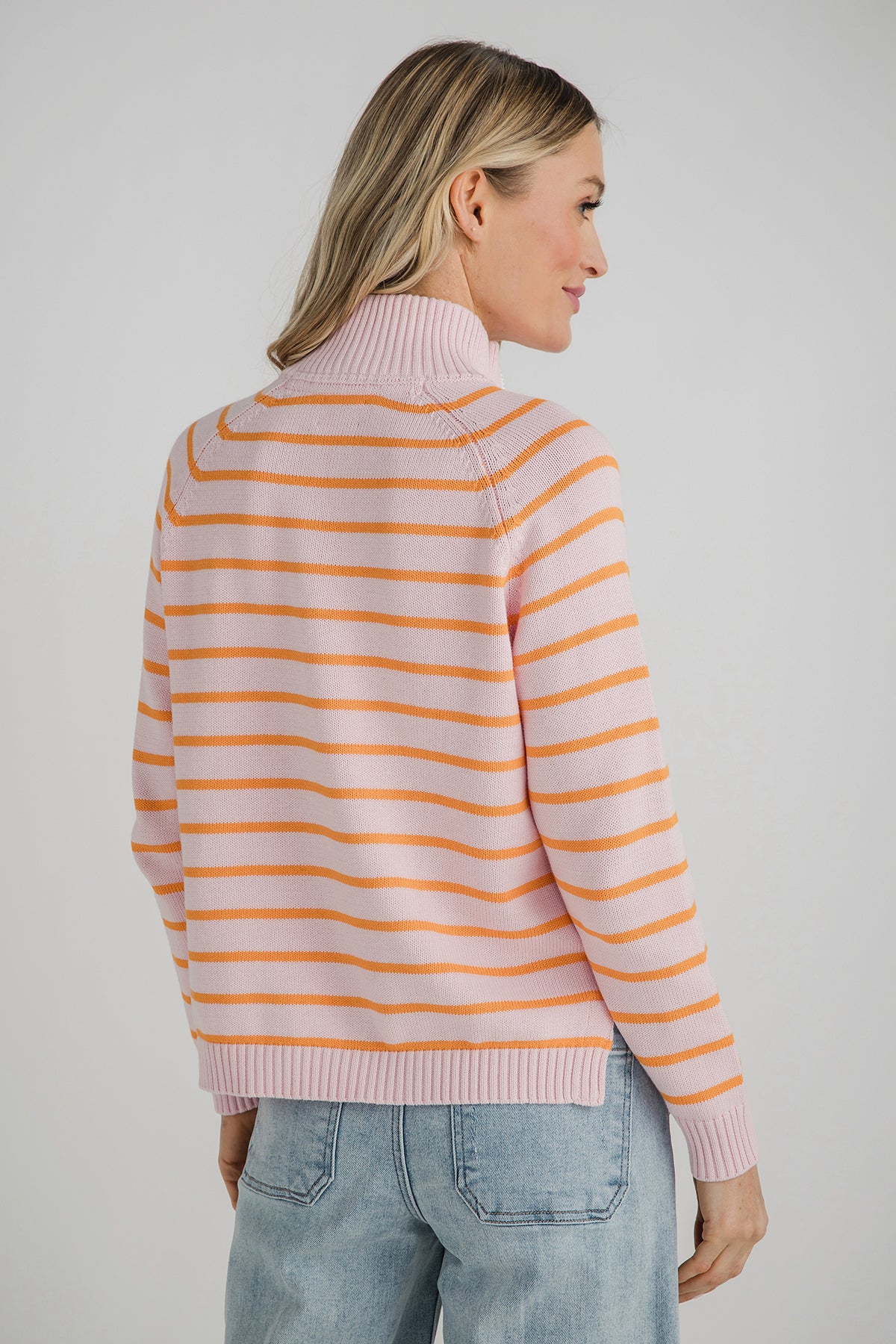 Pink Pineapple 1/2 Zip Stripe Sweater