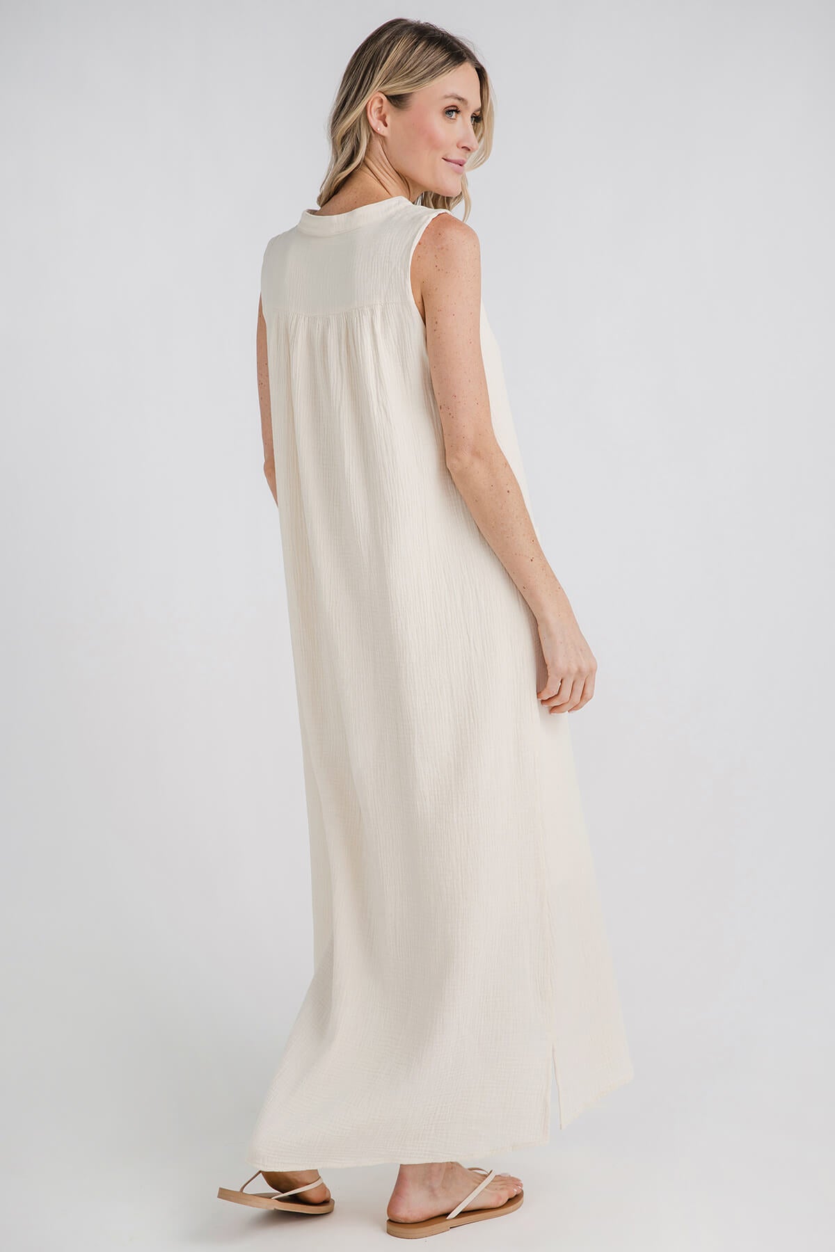 By Together Solid Button Down Sleeveless Dress/Coverup