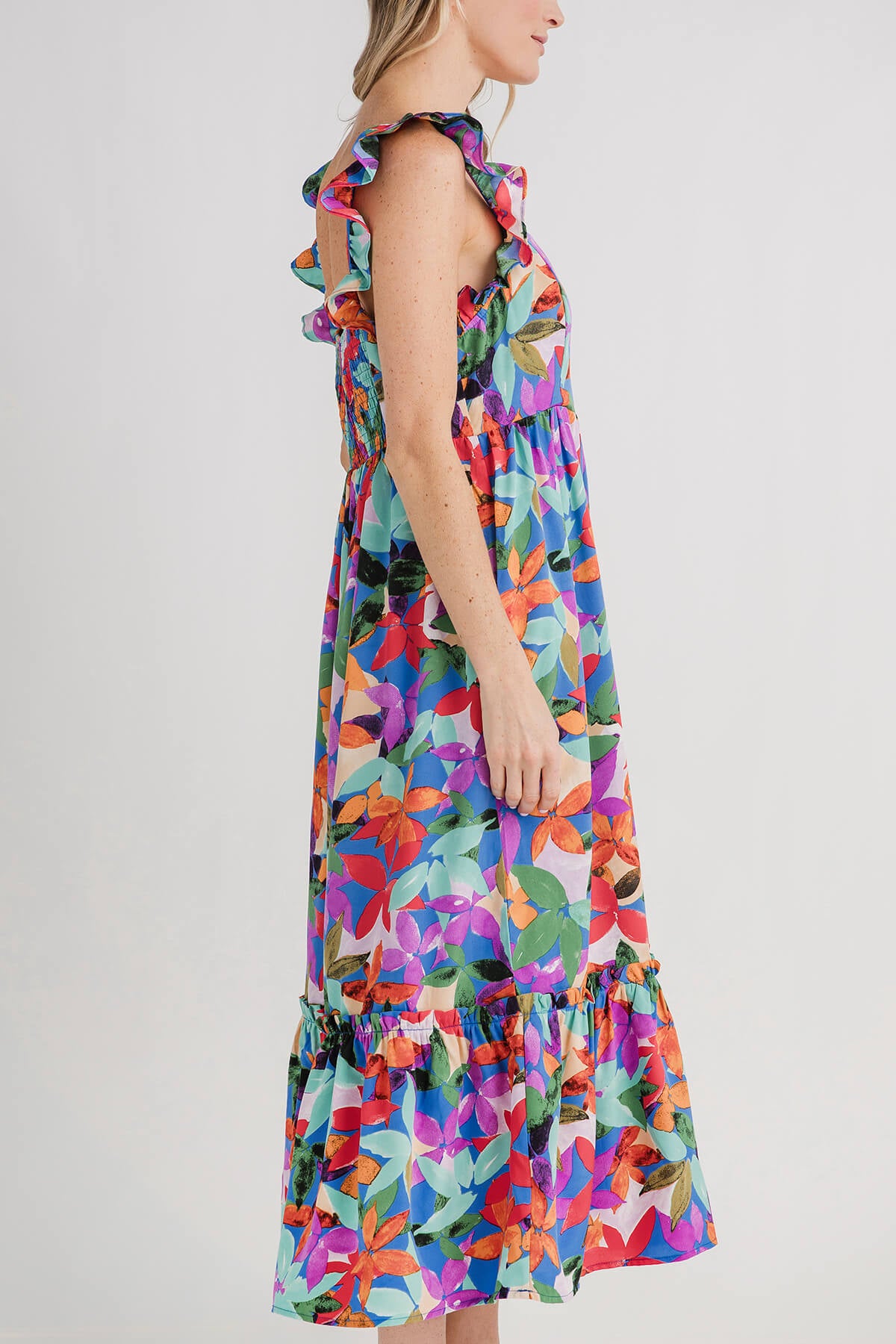 Eesome Floral Print Square Neck Dress