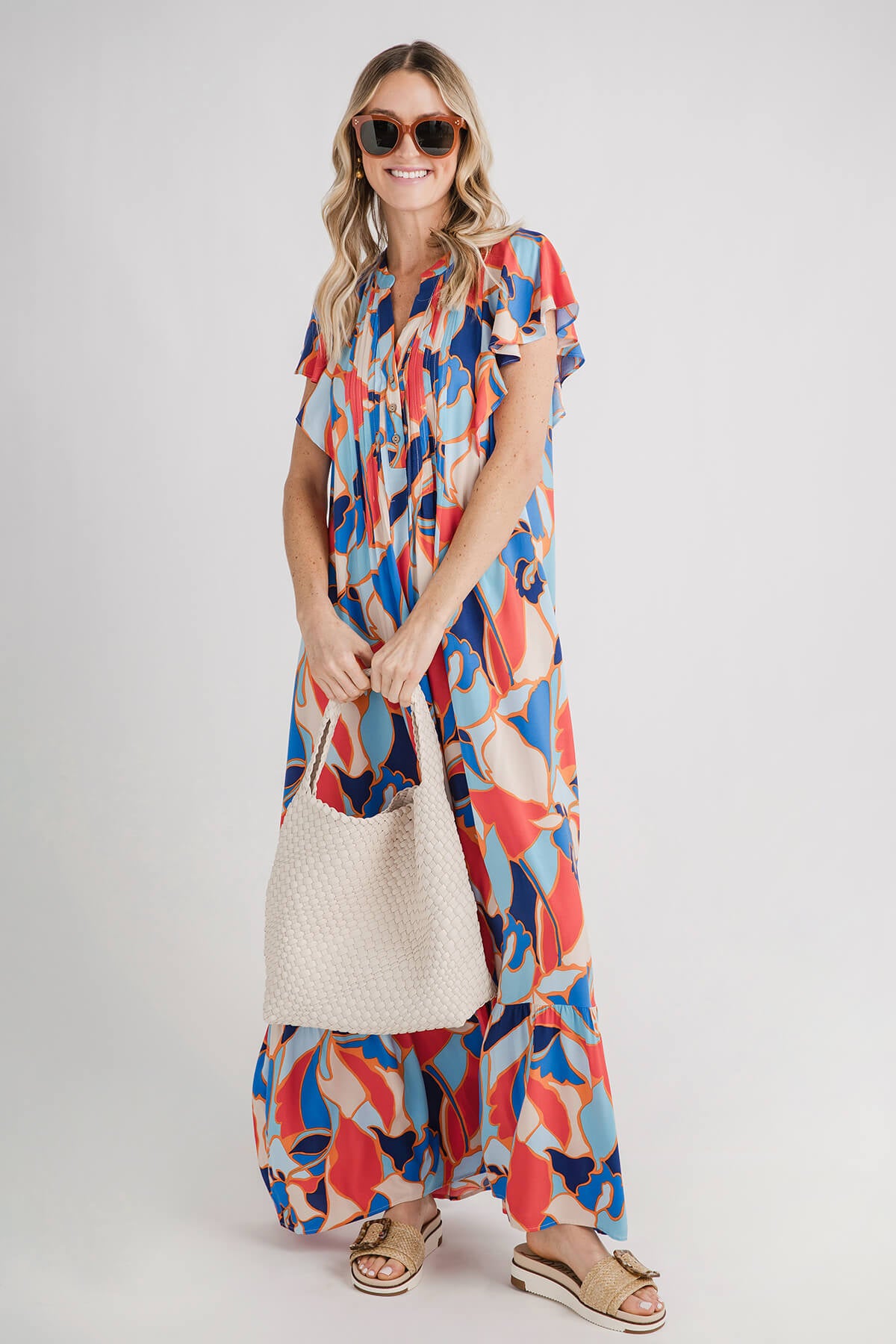 Easel Geometric Print Challs Maxi Dress