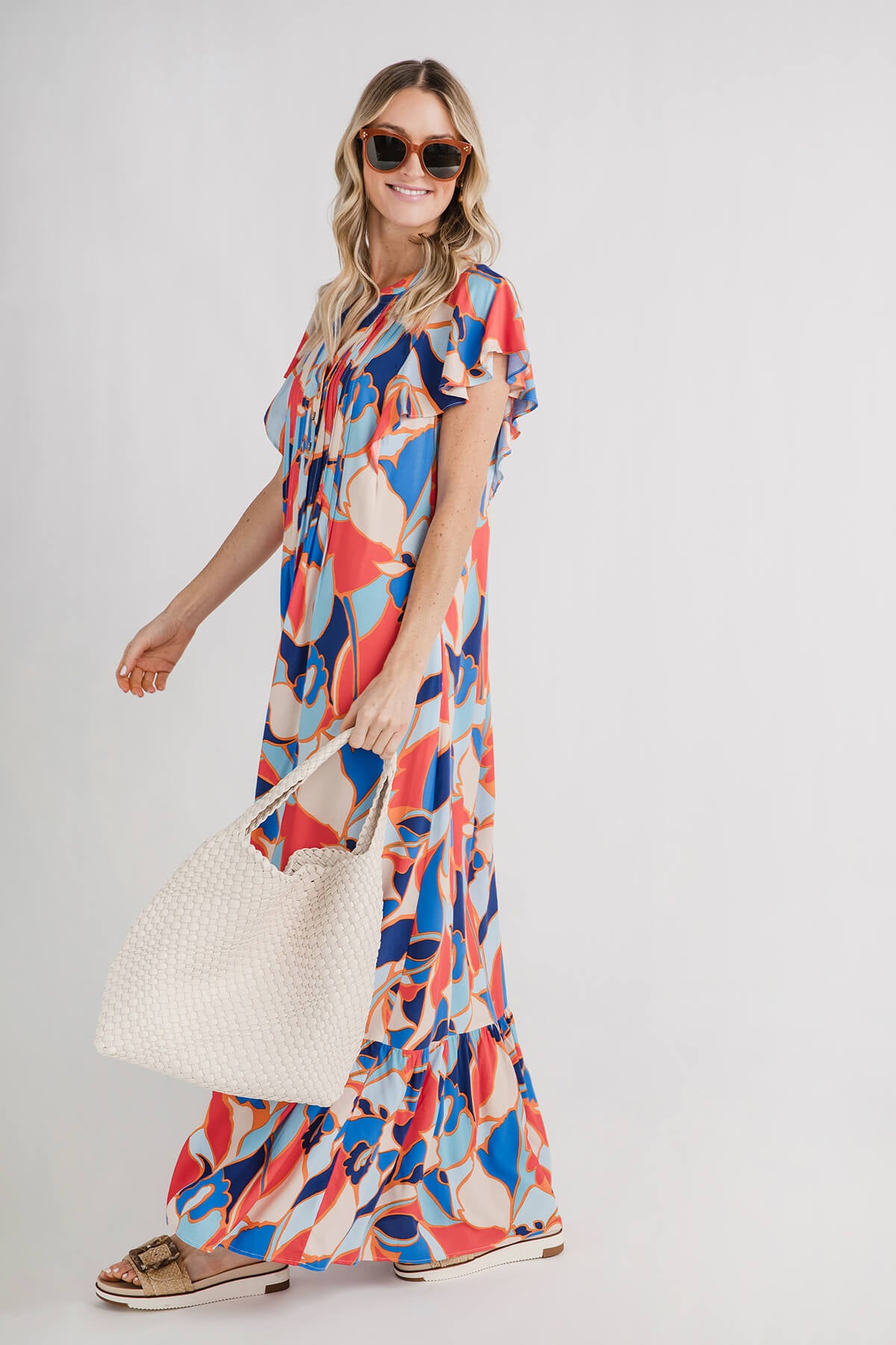Easel Geometric Print Challs Maxi Dress Social Threads