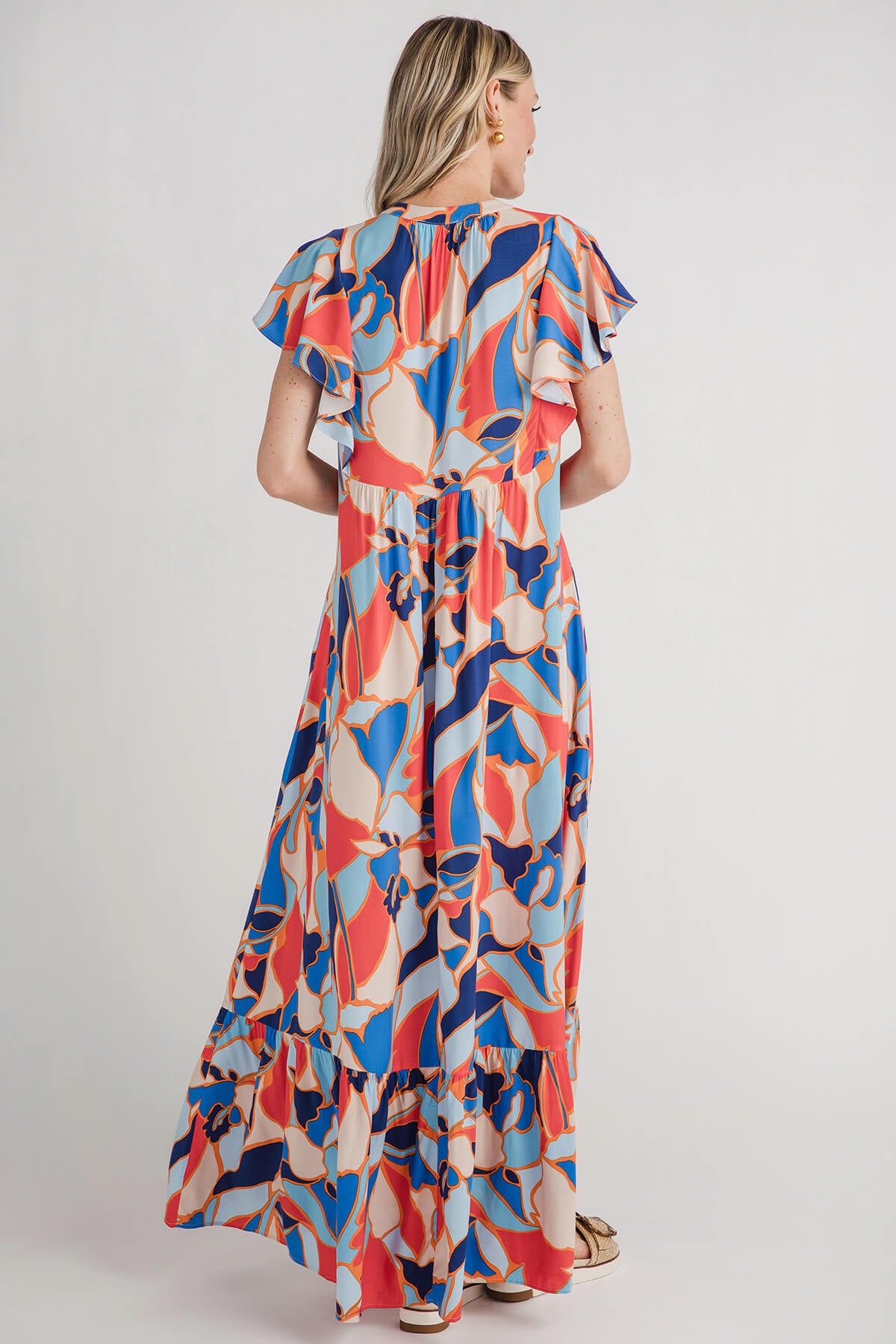 Easel Geometric Print Challs Maxi Dress