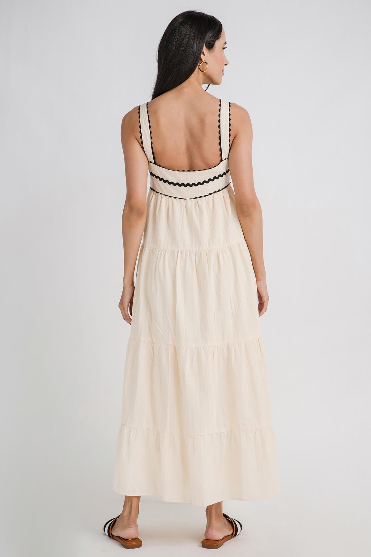 Lalavon Cotton Tiered Sleeveless Maxi Dress