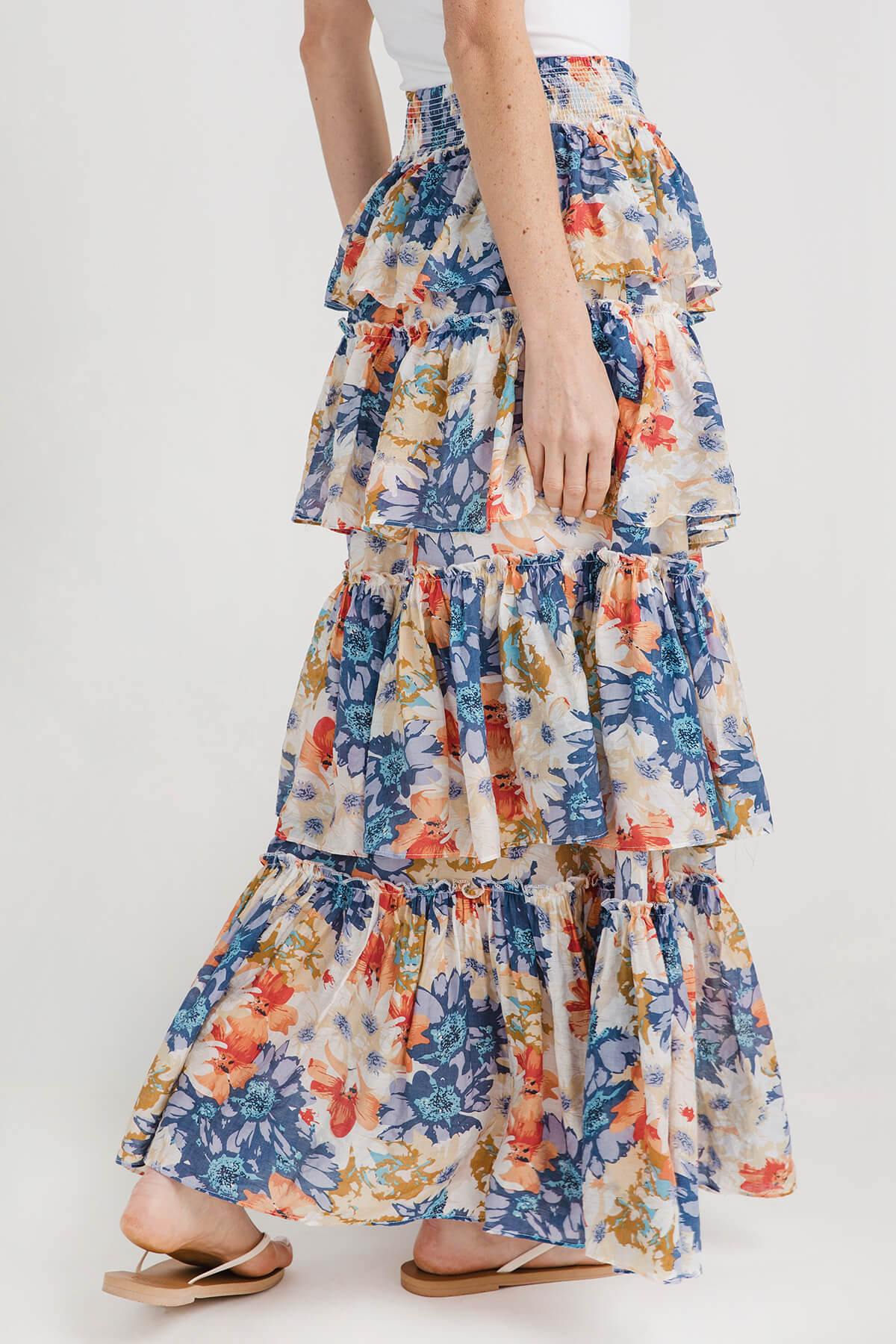 Eesome Floral Tiered Maxi Skirt