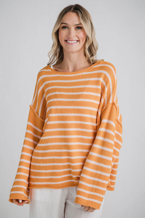 Promesa Striped Textured Knit Oversized Sweater