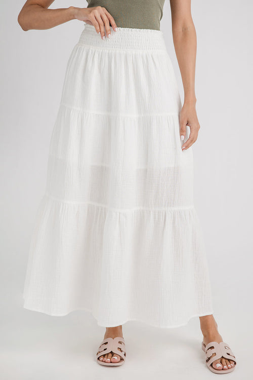Hem and Thread Smocked Waist Convertible Maxi Skirt/Dress
