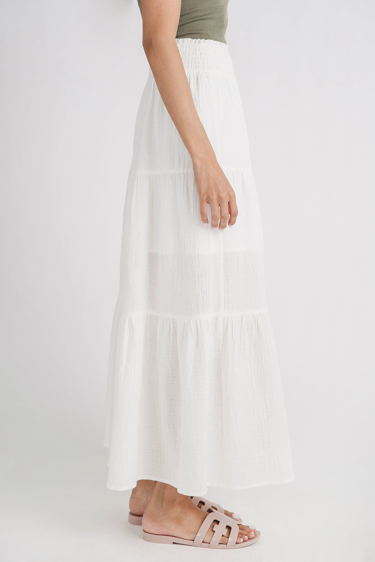 Hem and Thread Smocked Waist Convertible Maxi Skirt/Dress