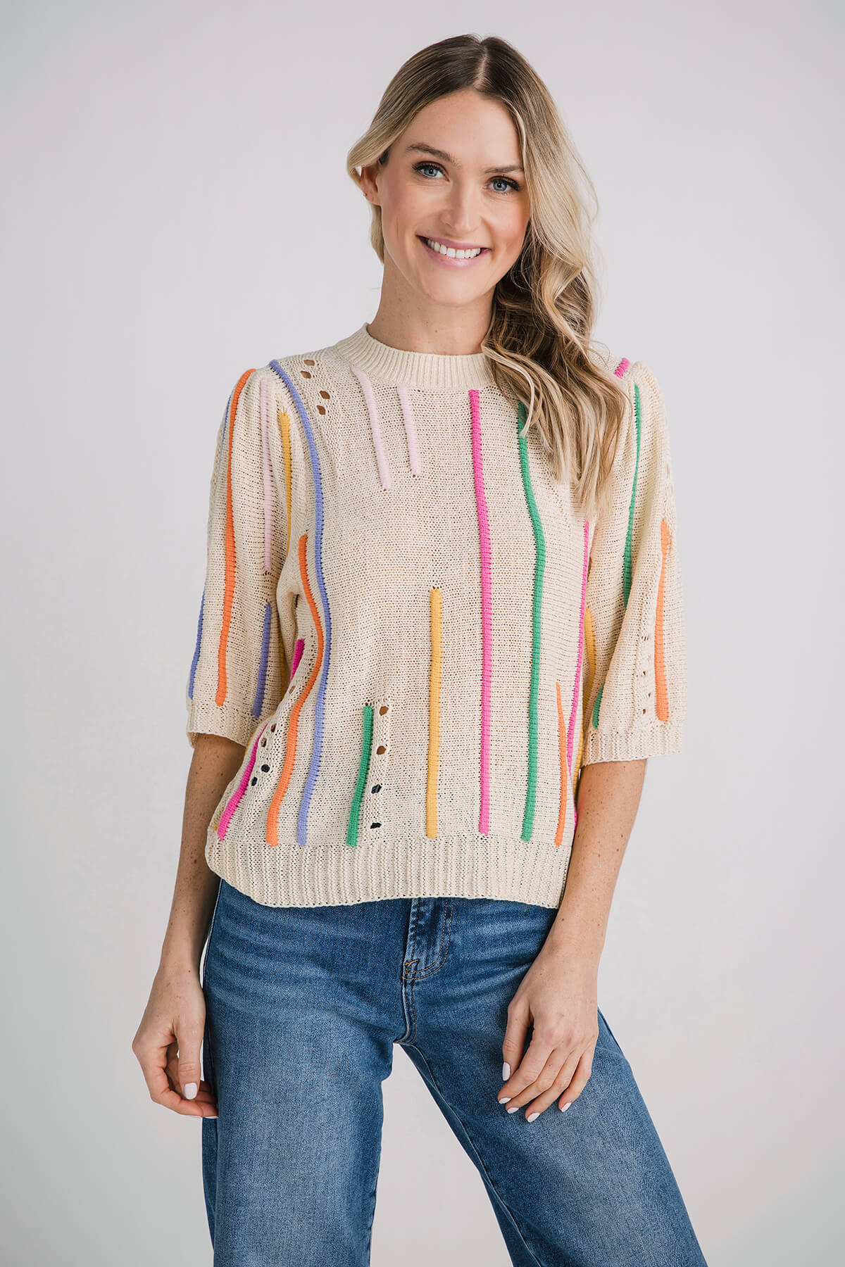 THML Mid Sleeve Pattern Knit Top