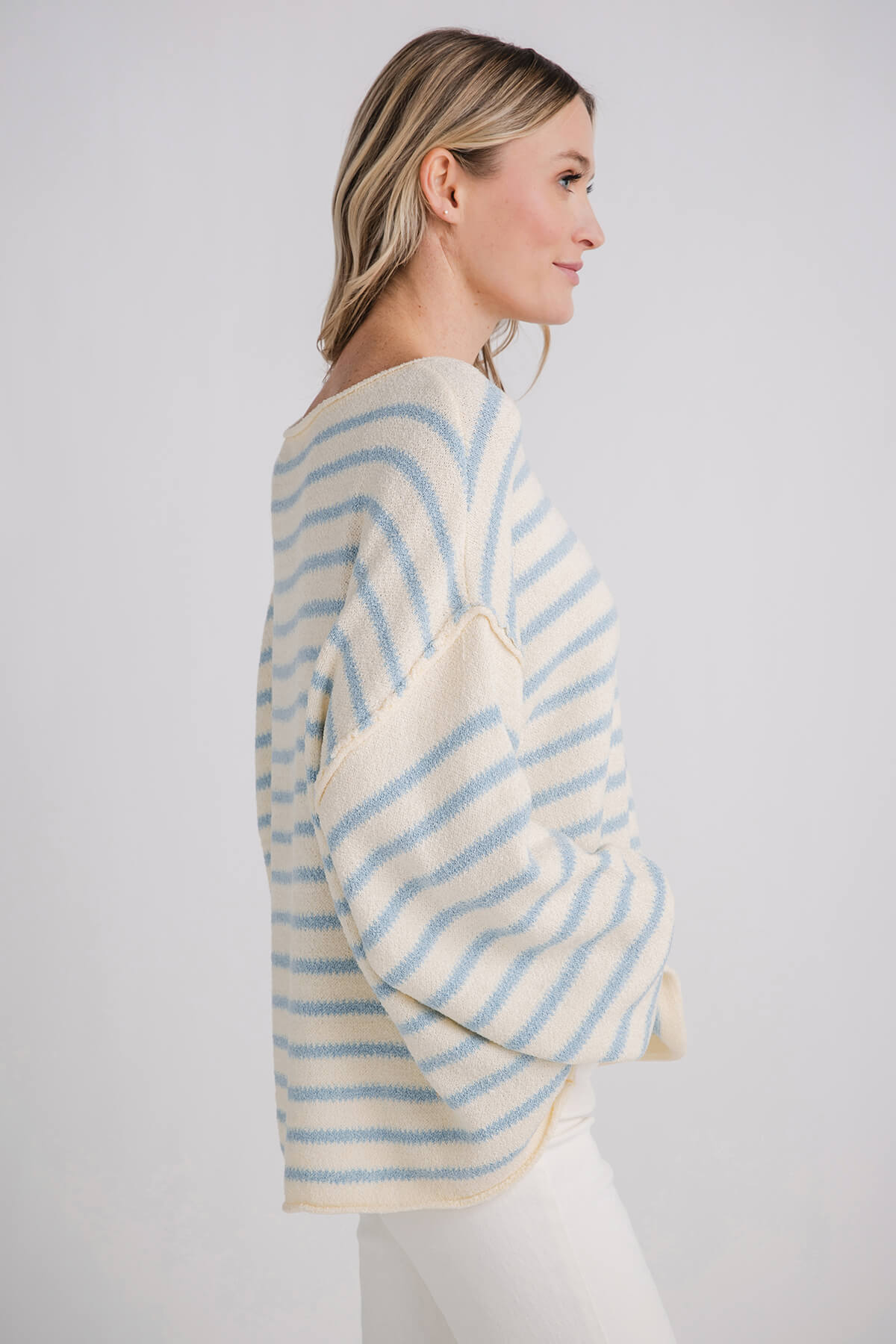 Promesa Striped Textured Knit Oversized Sweater