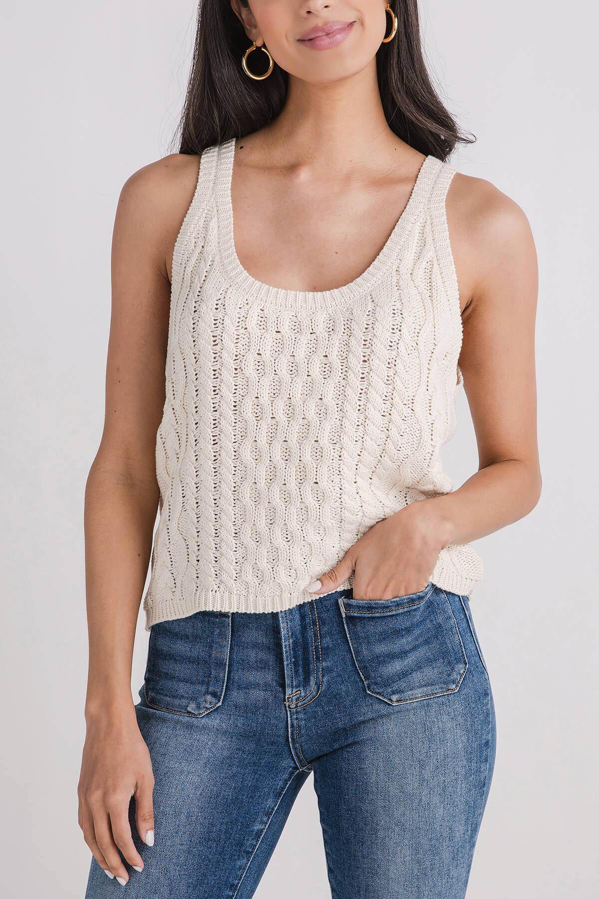 By Together Scoopneck Cableknit Tank