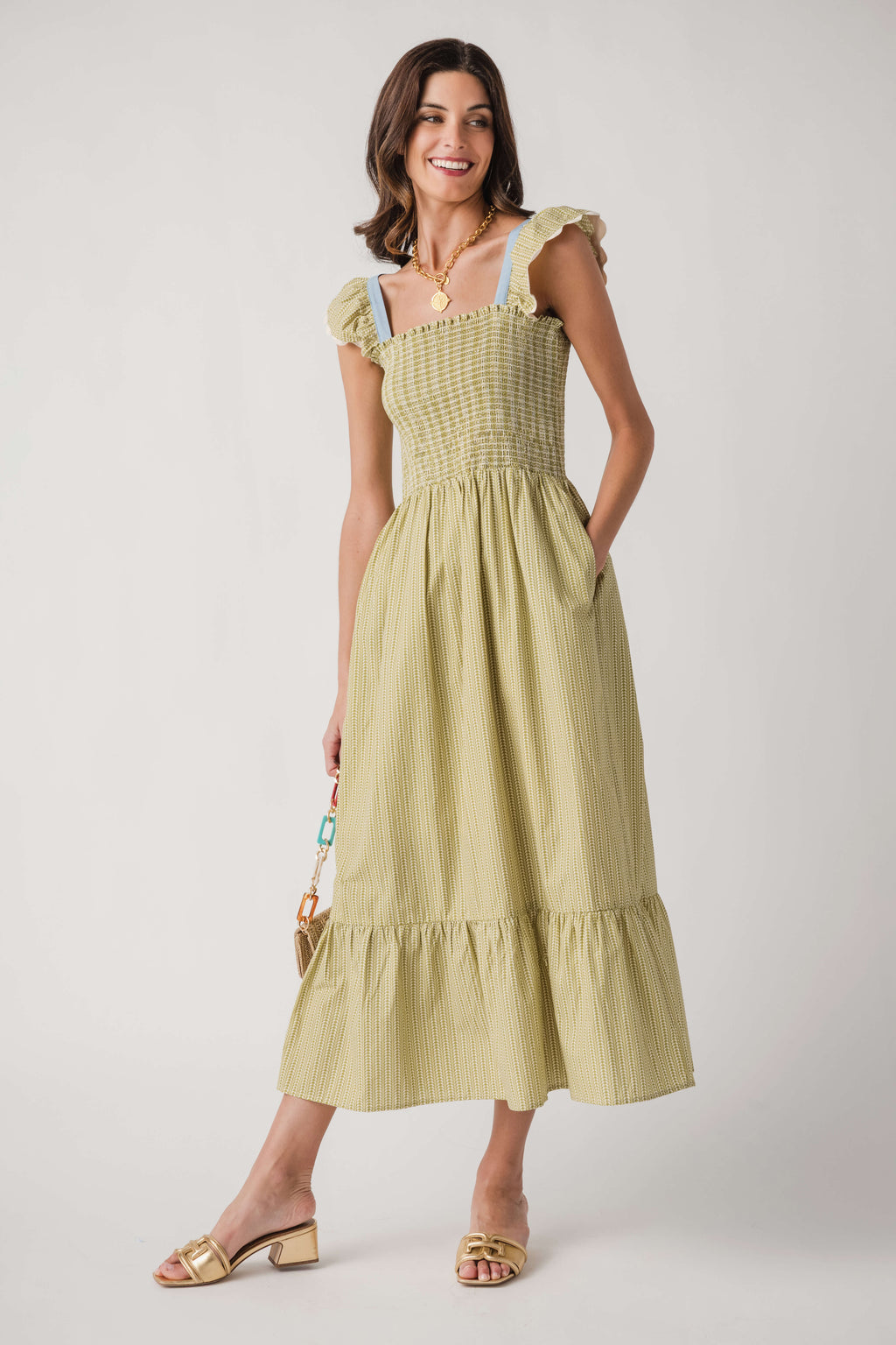 THML Smocked Bodice Maxi Dress