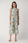 THML Floral Tie Neck Midi Dress