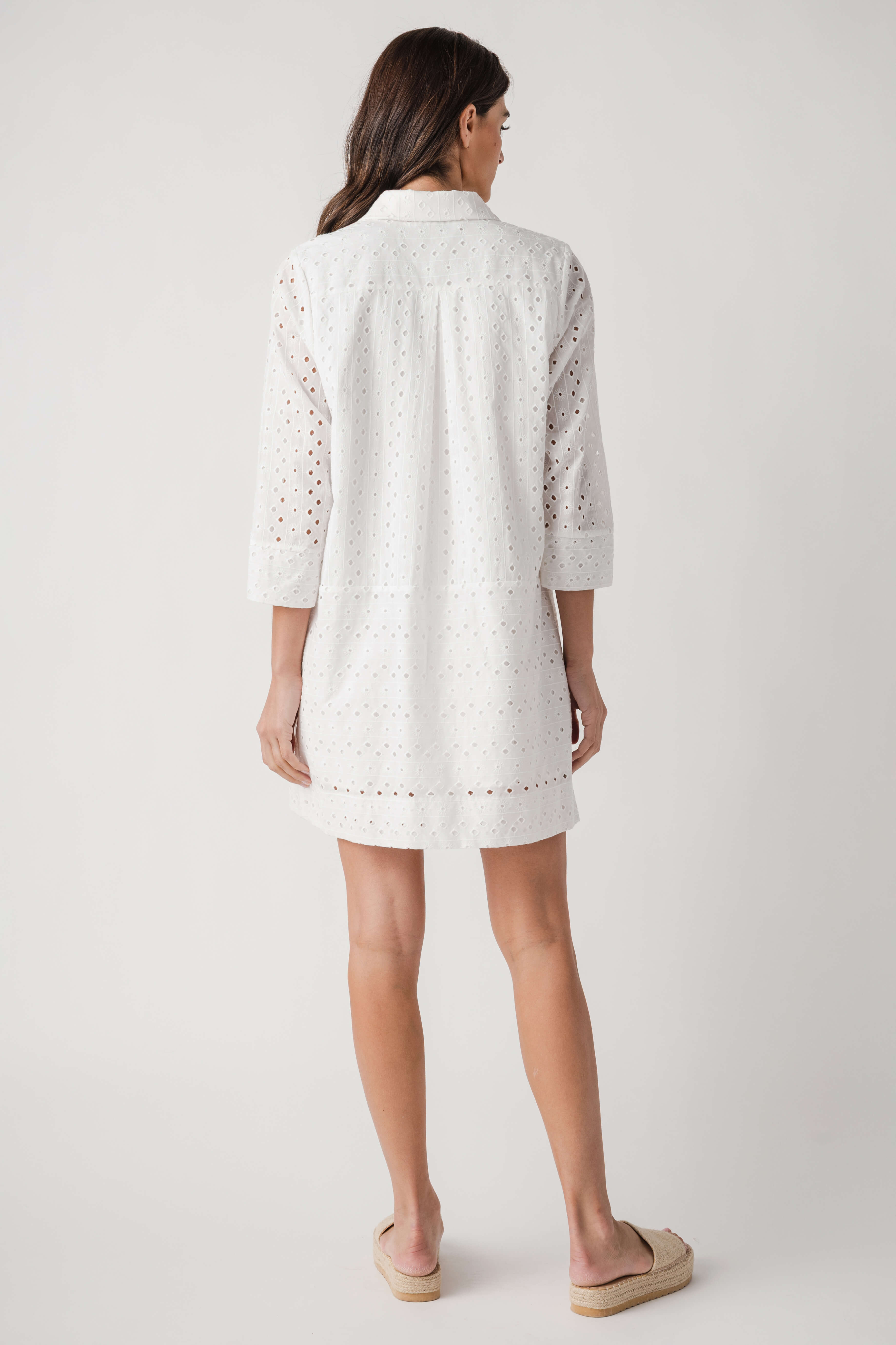 Pinch Eyelet Long Sleeve Dress