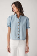 Wishlist Ruffle Collar Chambray Top