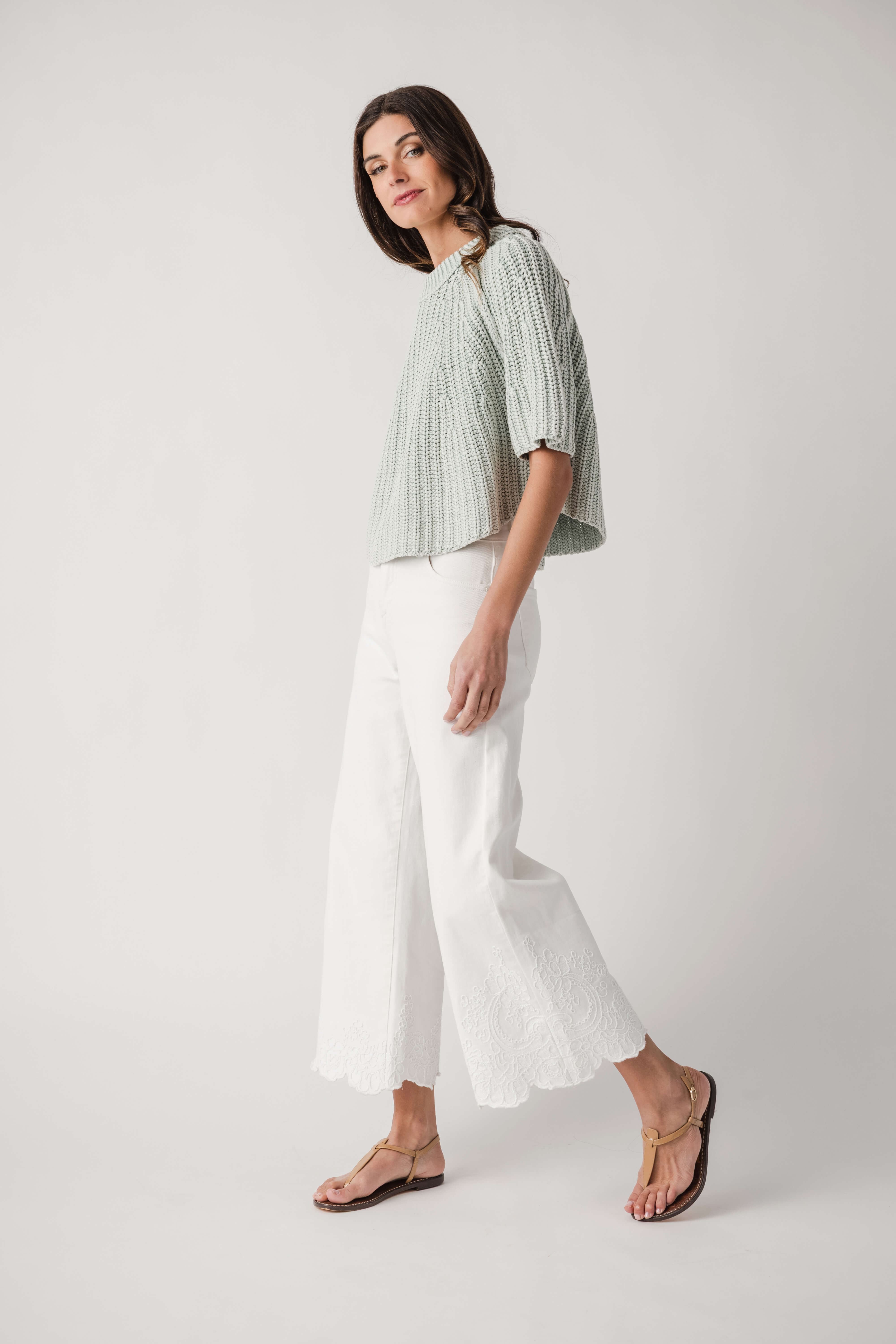 Risen Lacey High Rise Crop Wide Hem Pants – Social Threads