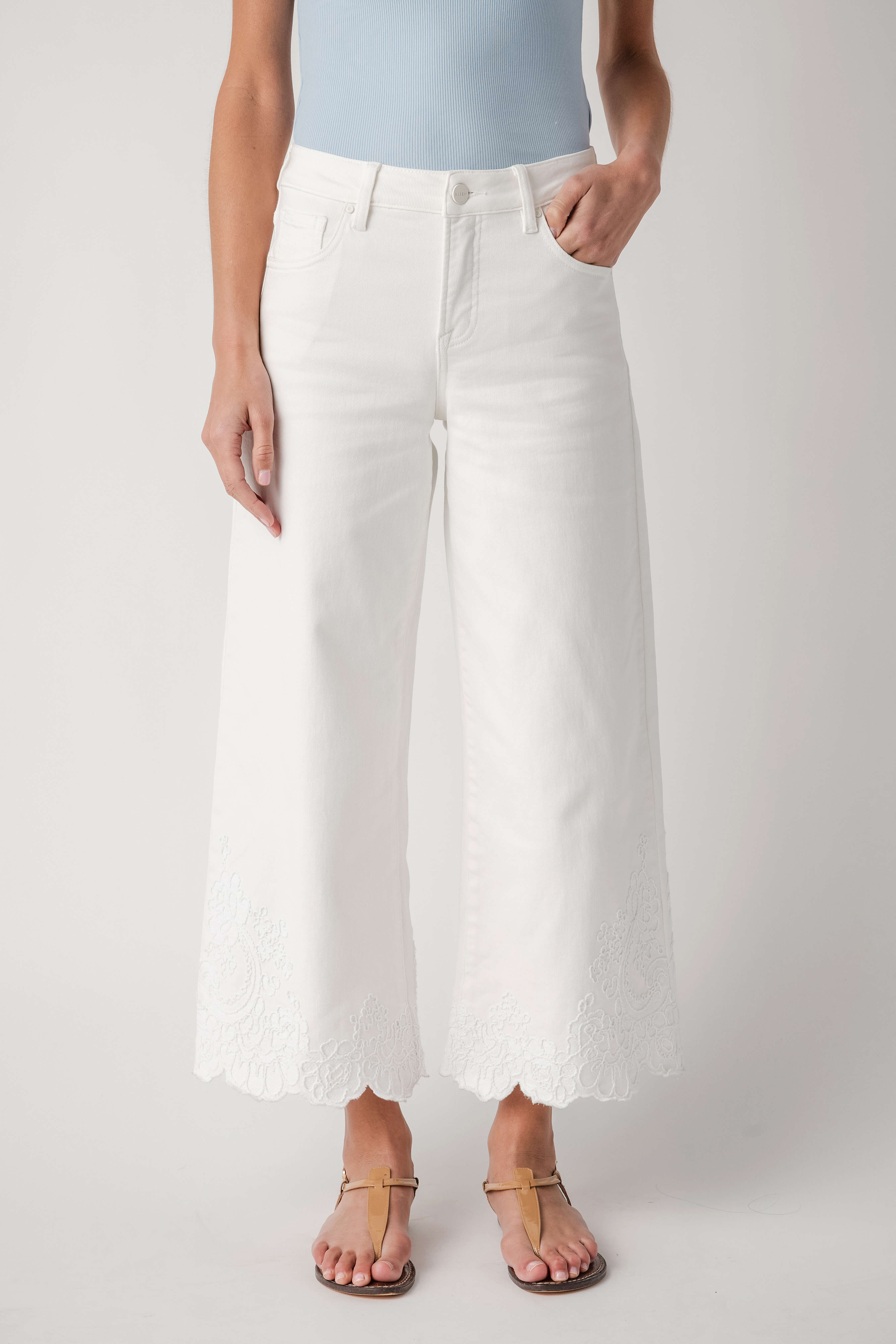 Risen Lacey High Rise Crop Wide Hem Pants