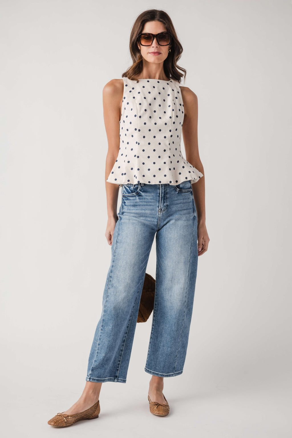 THML Polka Dot Pleated Top