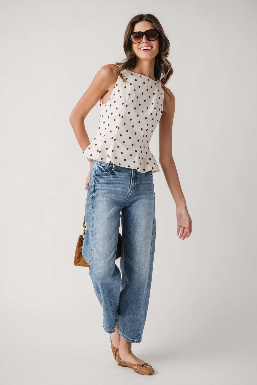 THML Polka Dot Pleated Top
