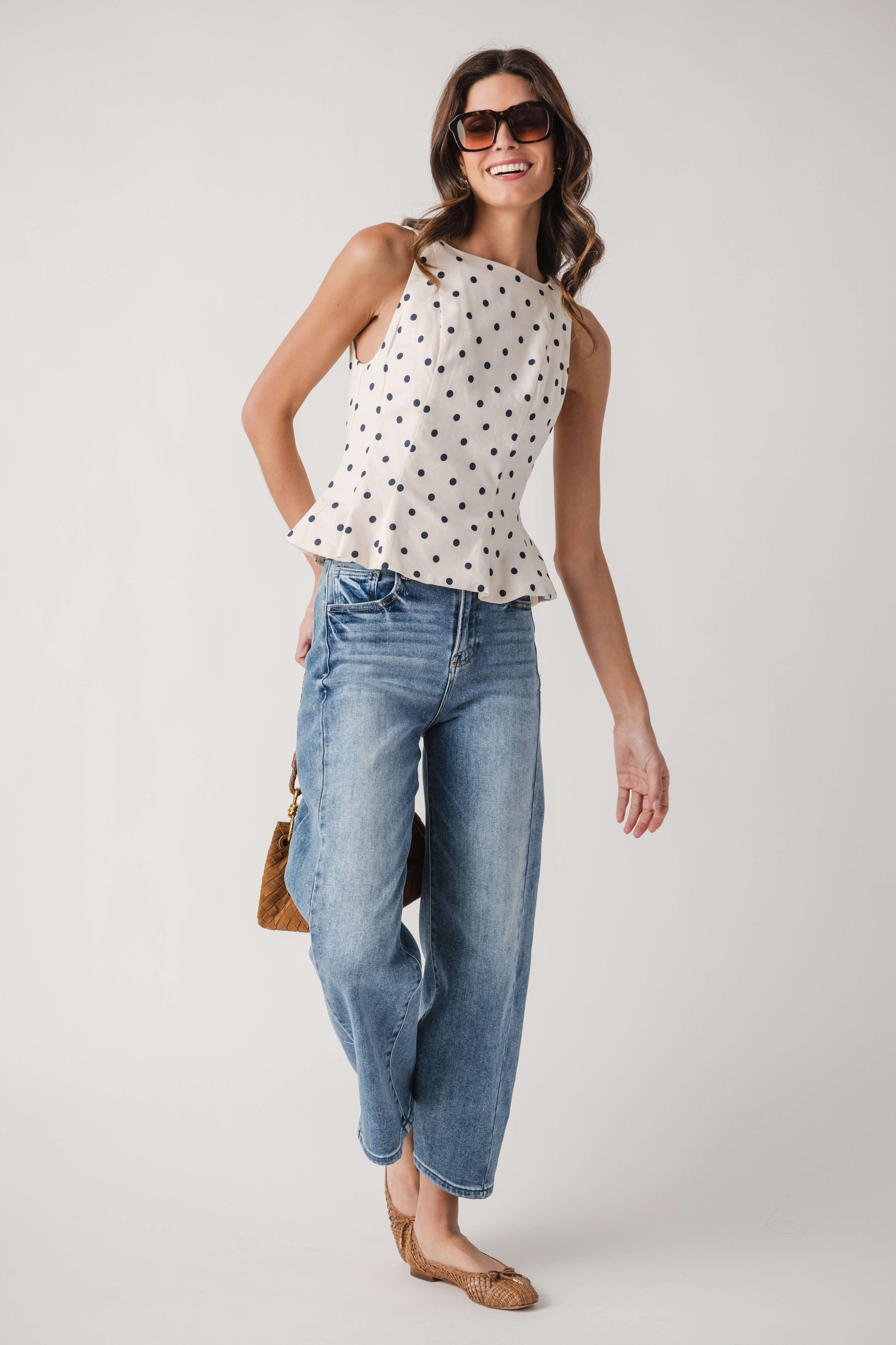 THML Polka Dot Pleated Top