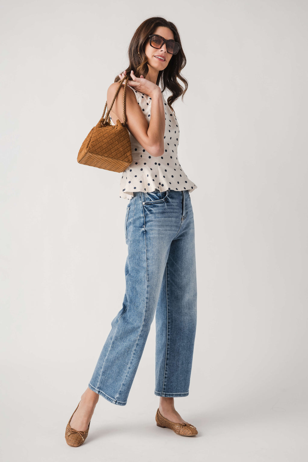 THML Polka Dot Pleated Top