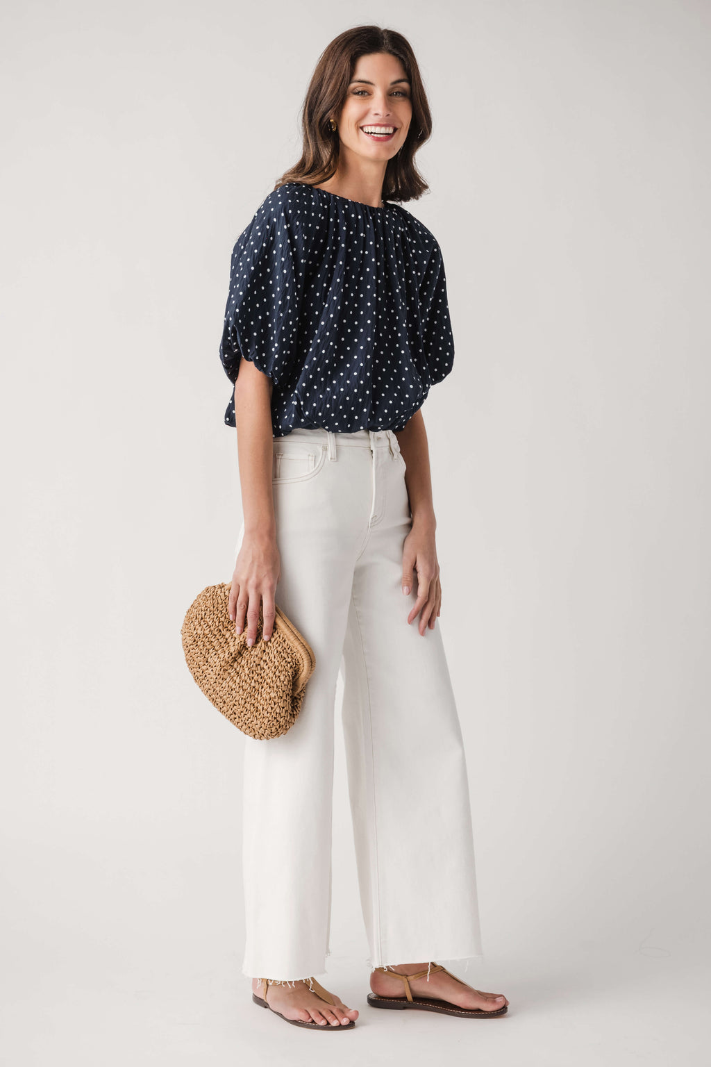THML Polka Dot Bubble Hem Top