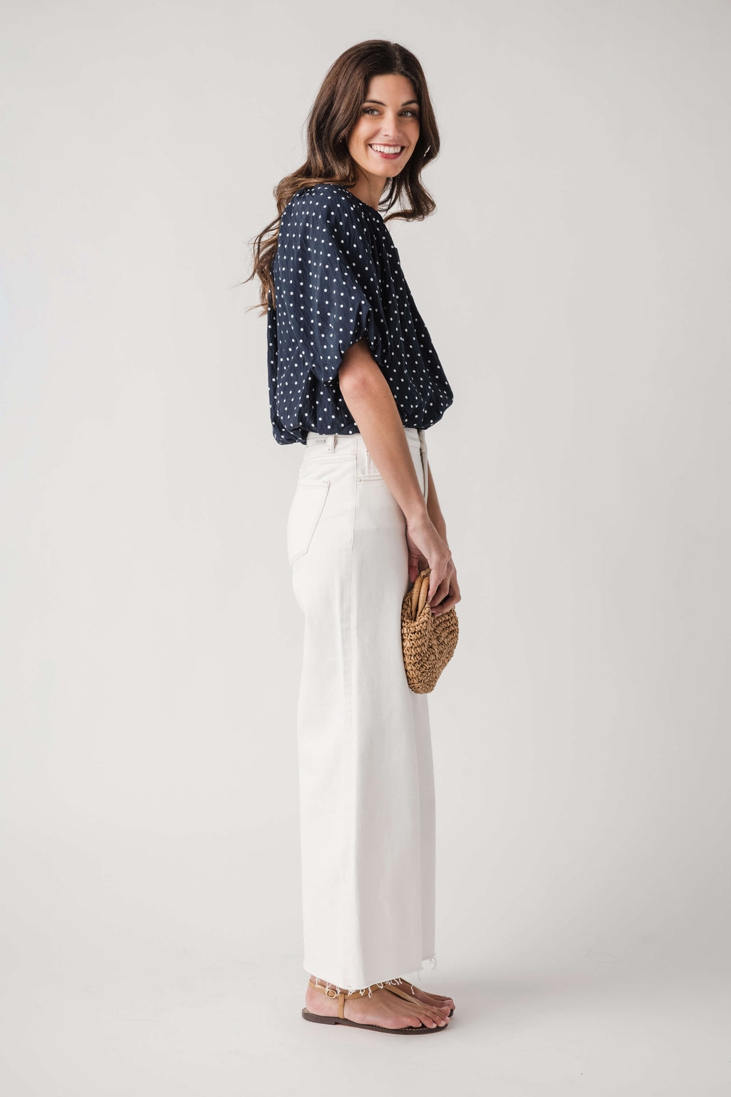 THML Polka Dot Bubble Hem Top