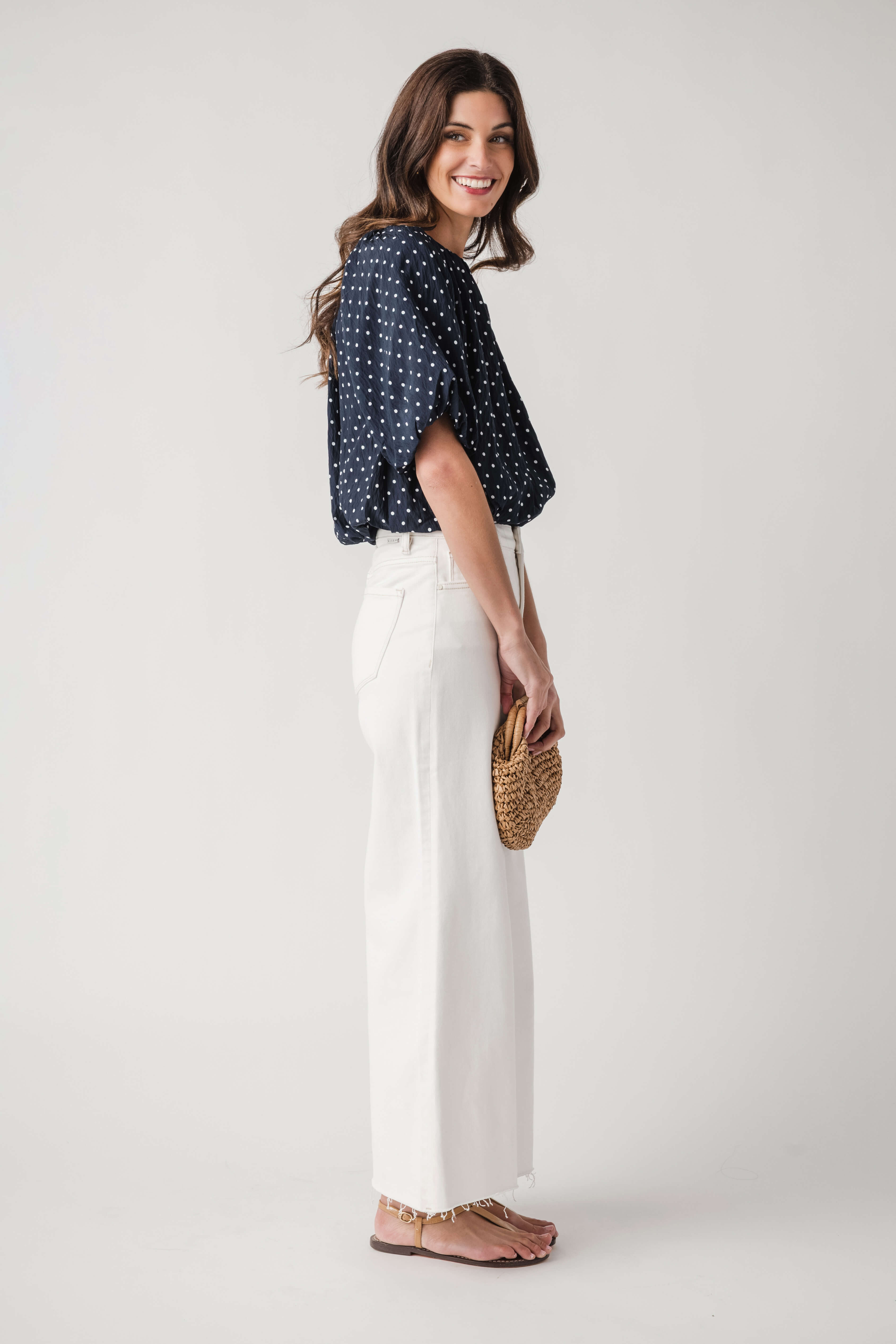 THML Polka Dot Bubble Hem Top