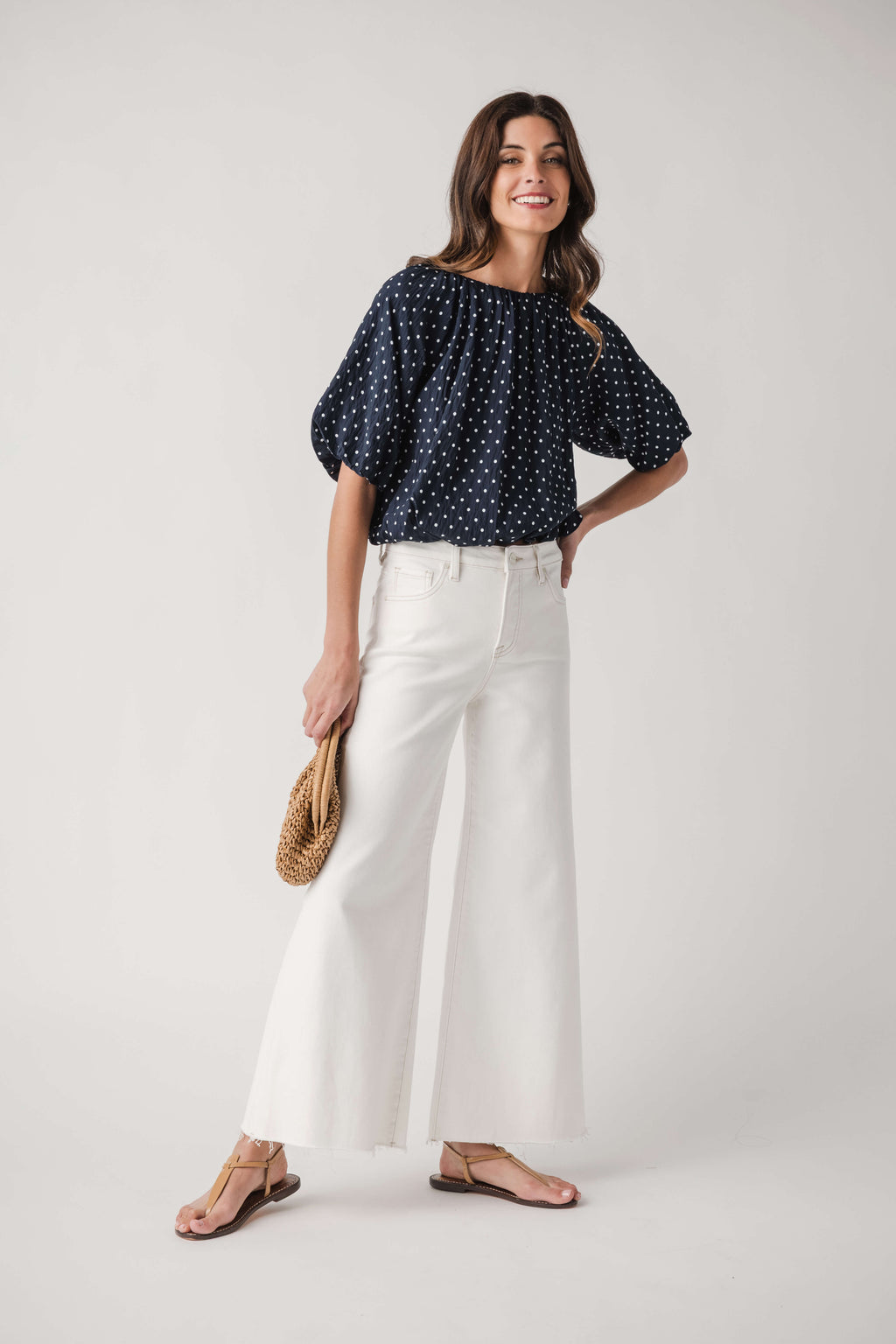 THML Polka Dot Bubble Hem Top