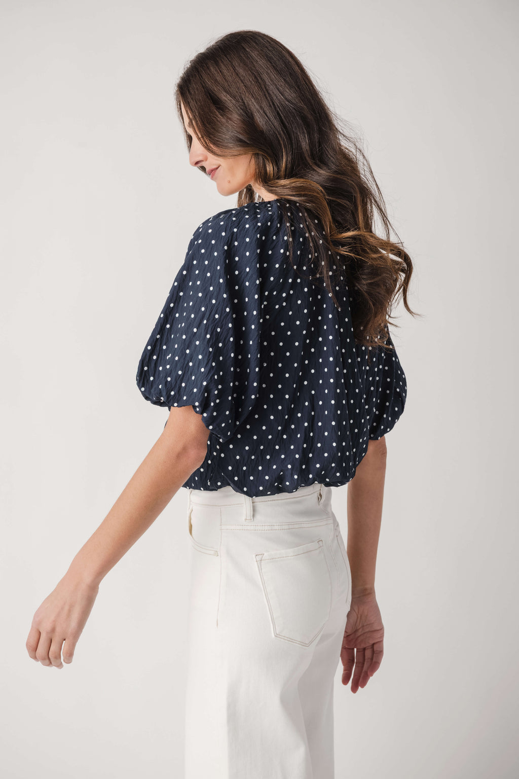 THML Polka Dot Bubble Hem Top