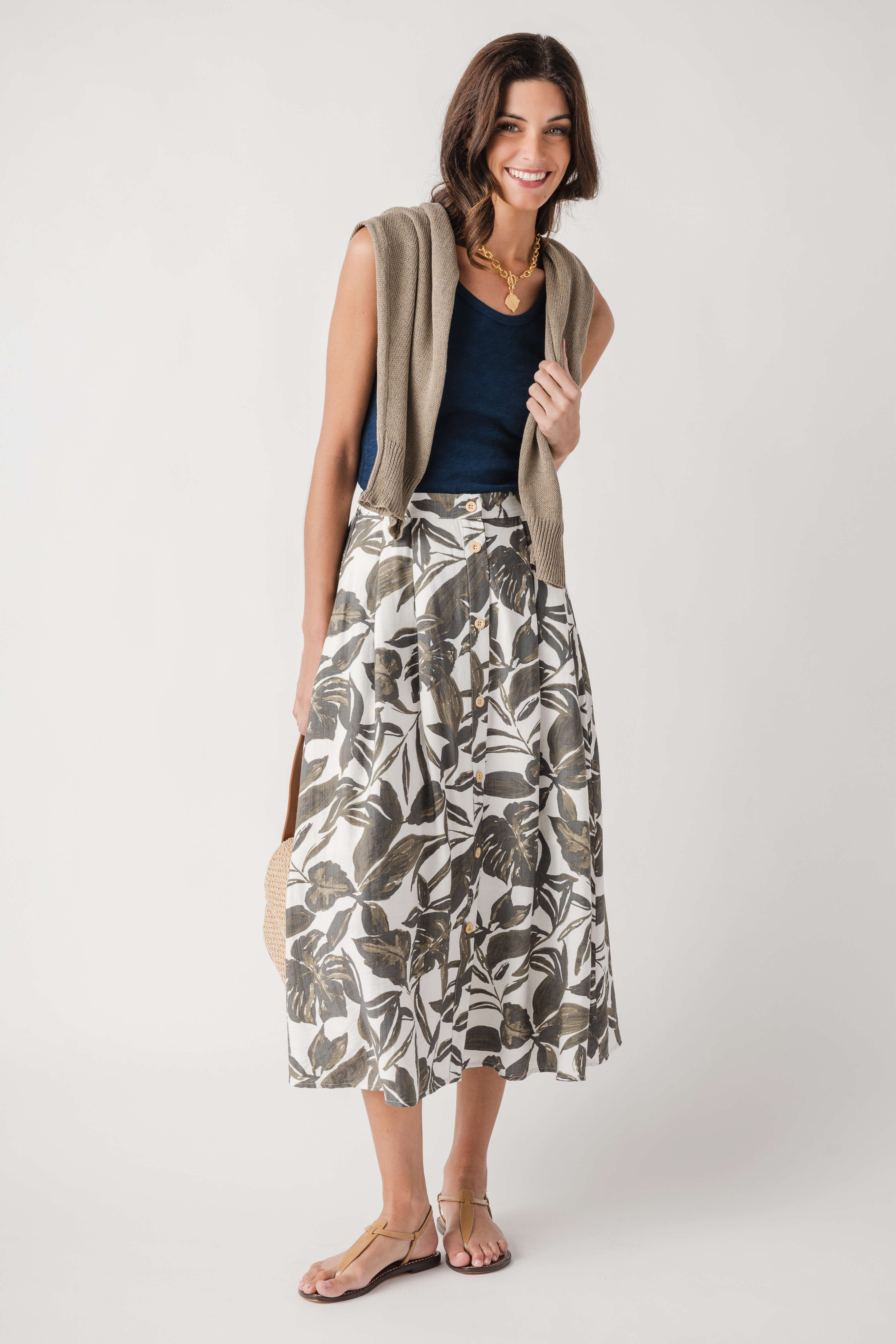 Dress Forum Button Front Midi Skirt