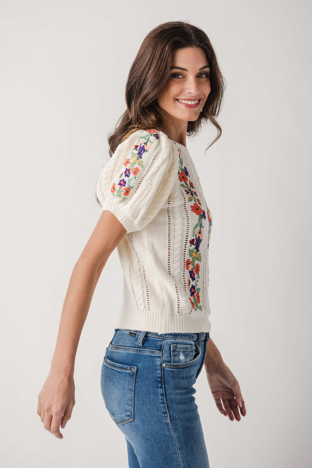 Strut & Bolt Meadow Embroidered Knit Top