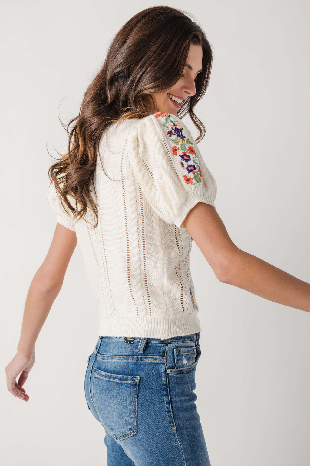 Strut & Bolt Meadow Embroidered Knit Top