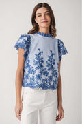 Fate Embroidered Ruffle Sleeve Top