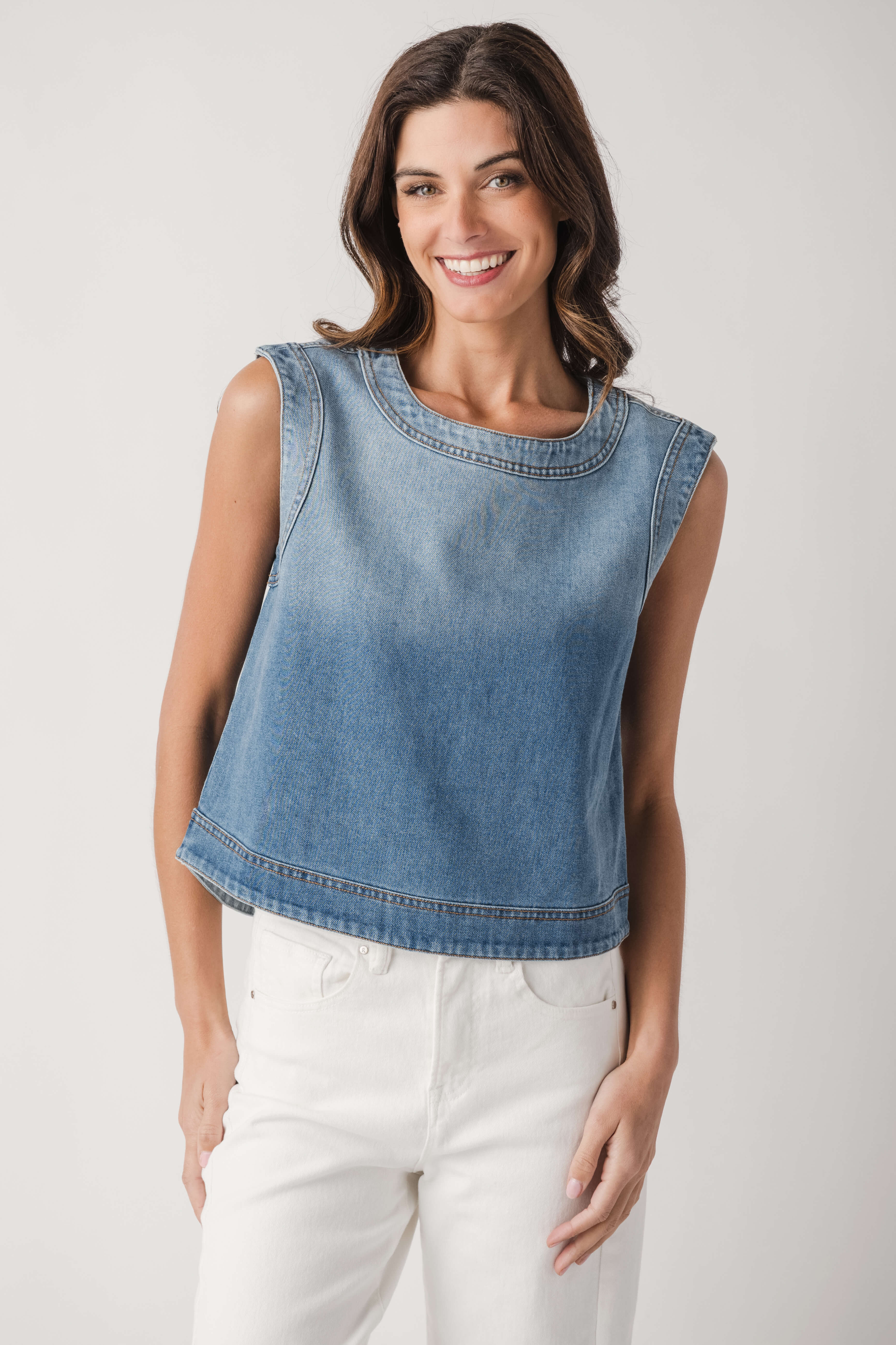 Fate Sleeveless Denim Tank