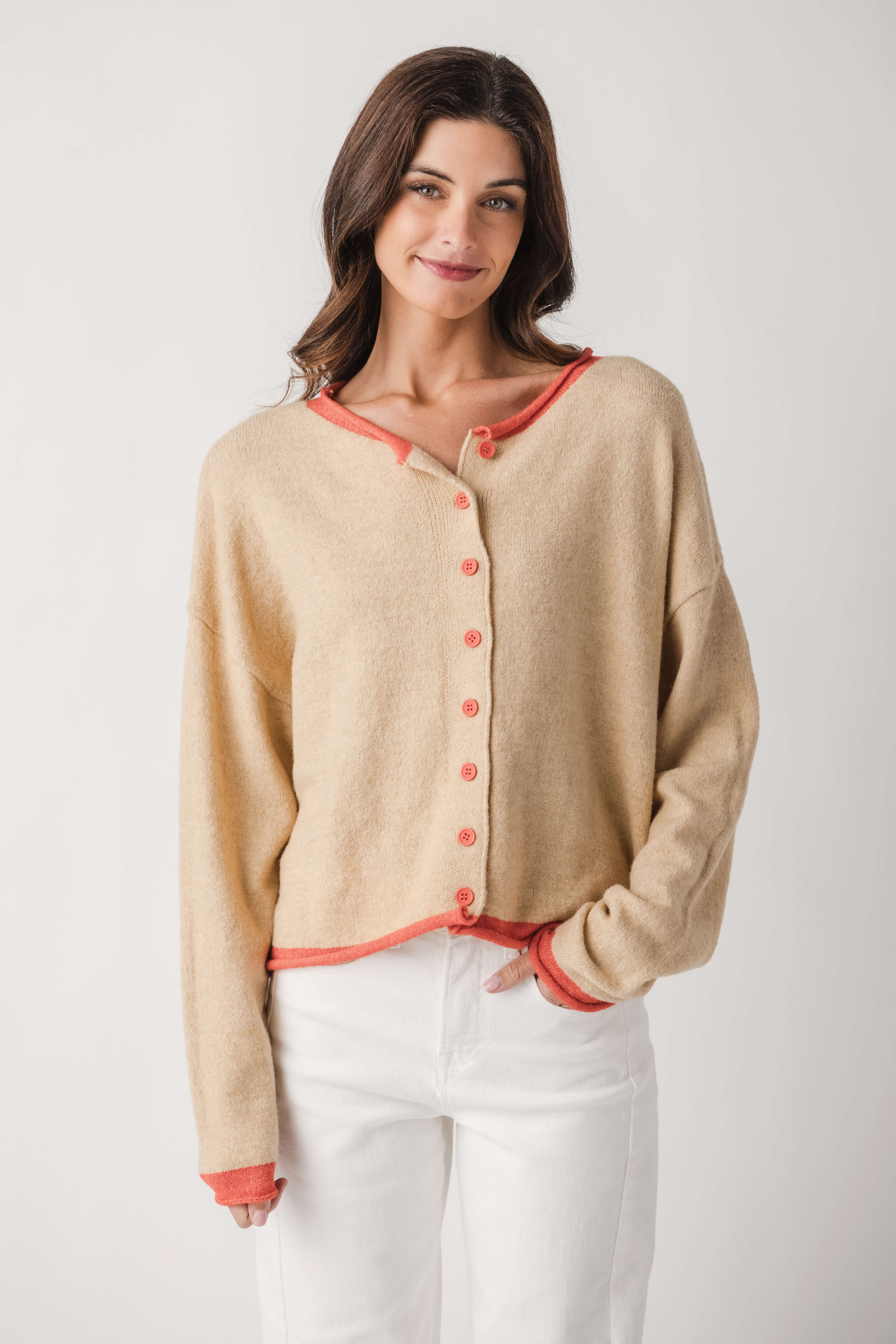 By Together Contrast Trim Cardigan