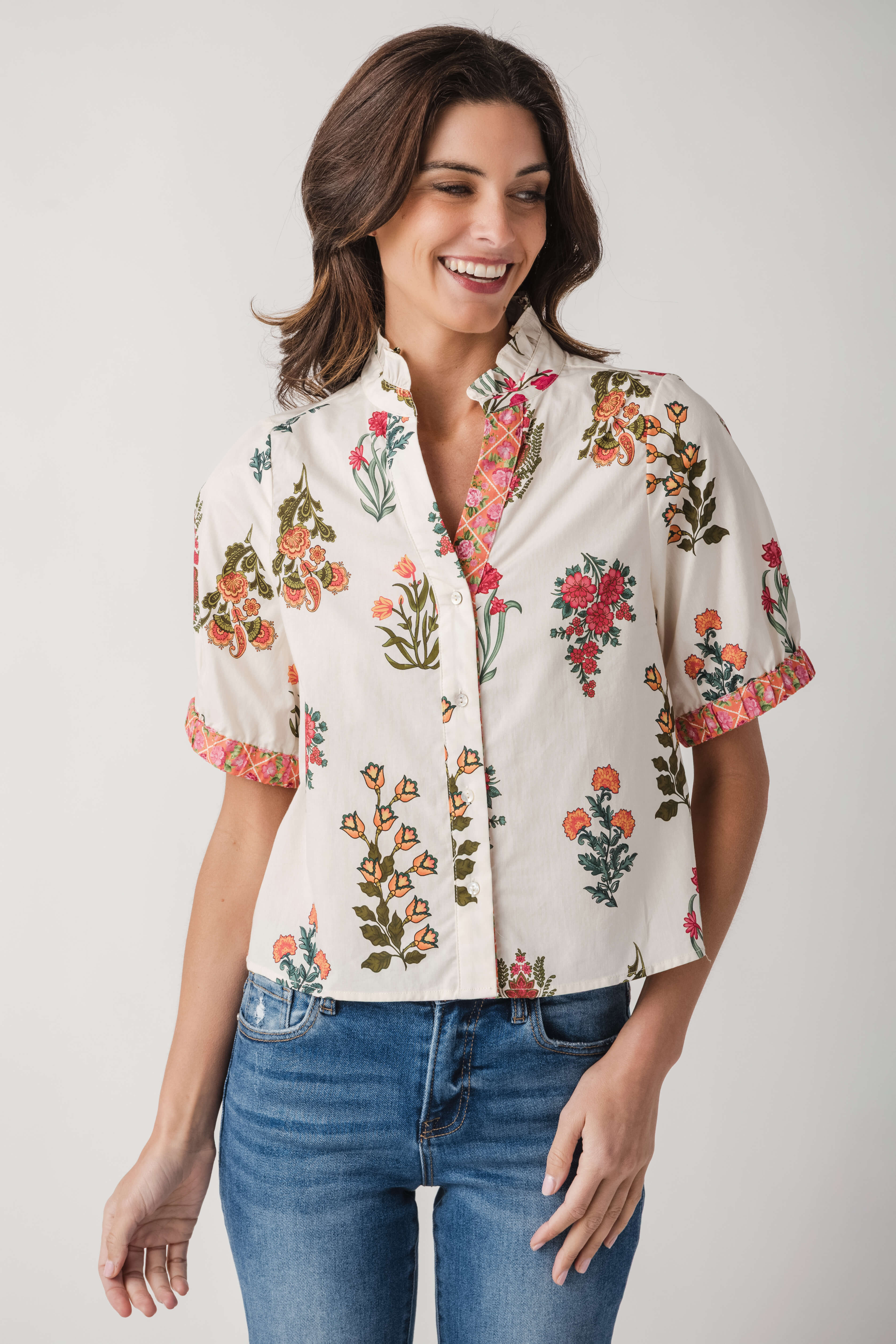 THML Floral Split Hem Top