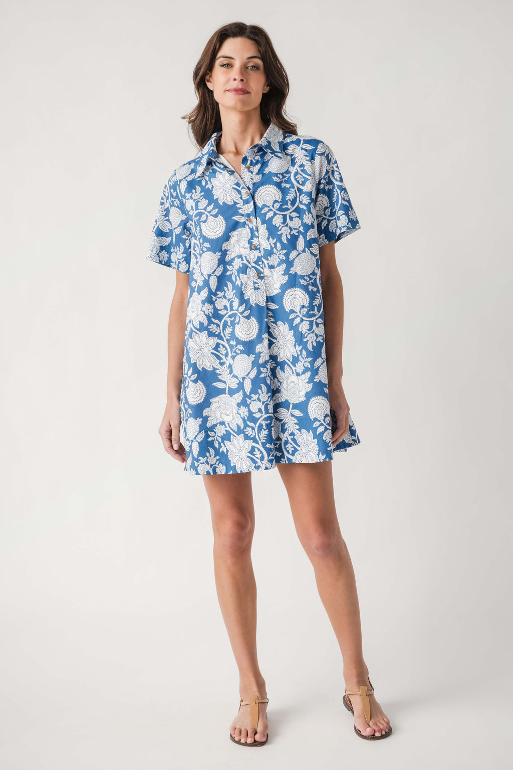 Fate Blue Botanical Shirt Dress