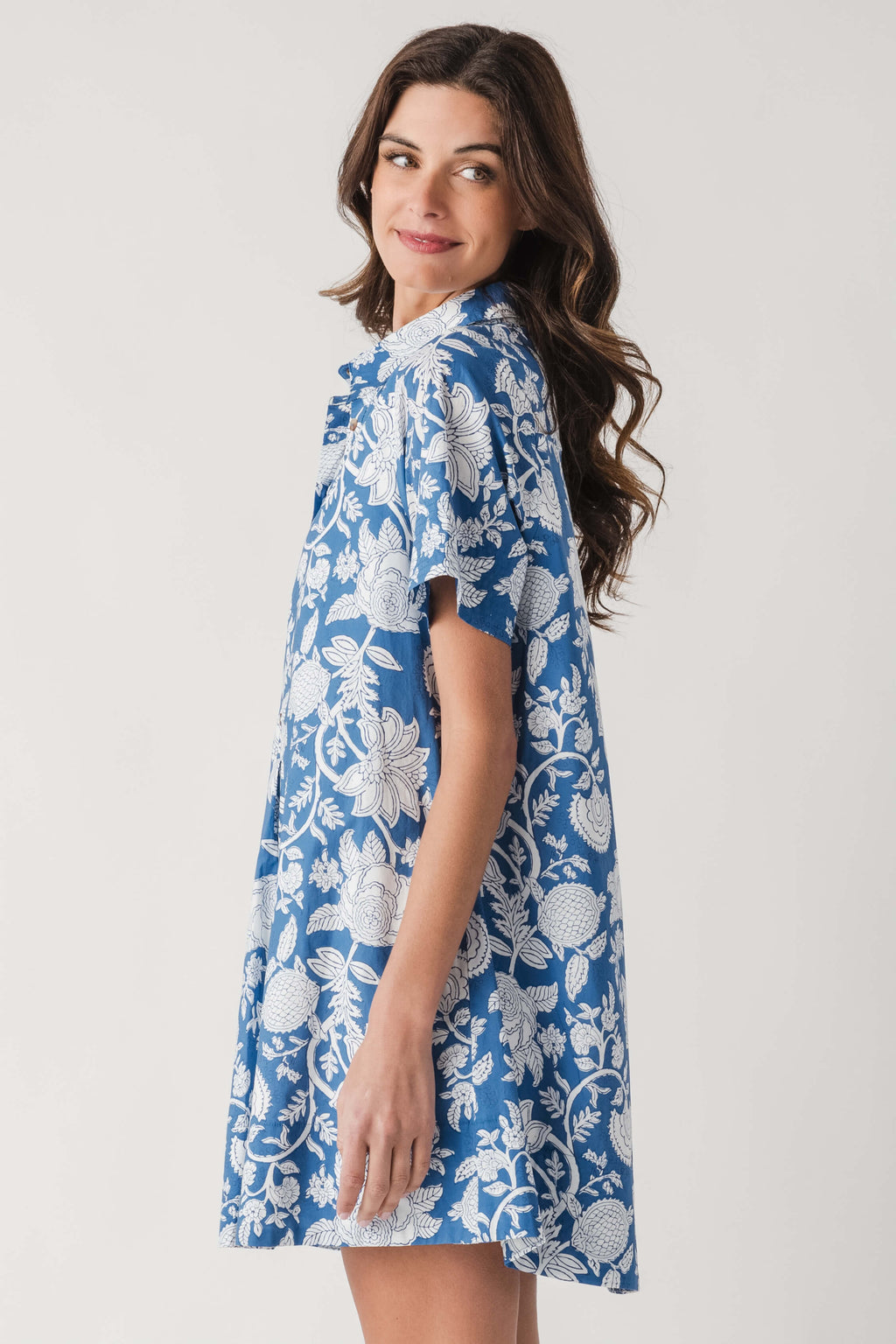 Fate Blue Botanical Shirt Dress