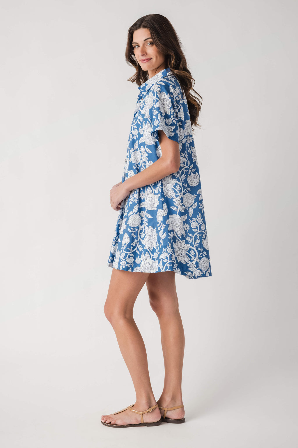 Fate Blue Botanical Shirt Dress