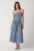 Pinch Striped Strapless Dress