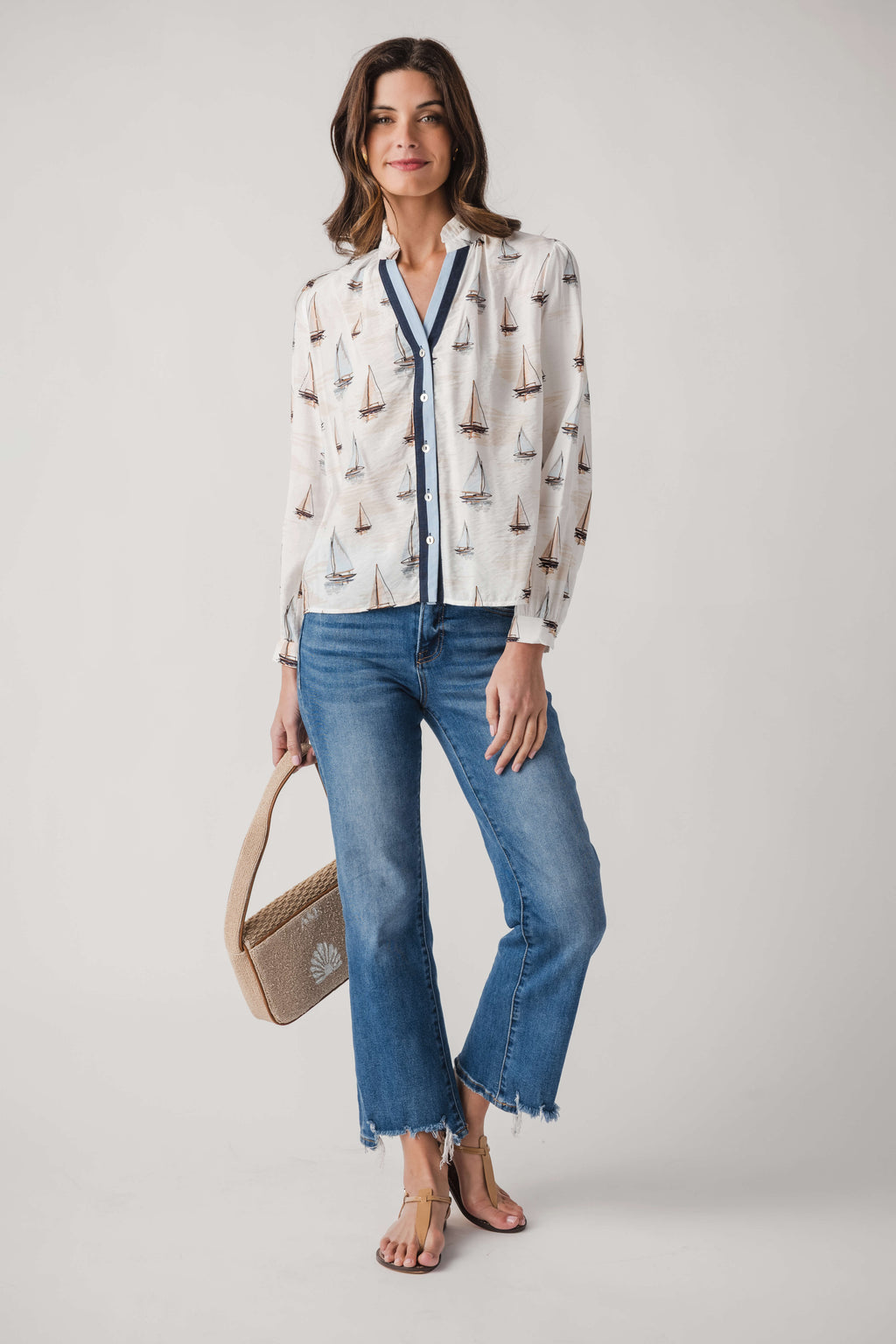 THML Sailboat Button Up Top