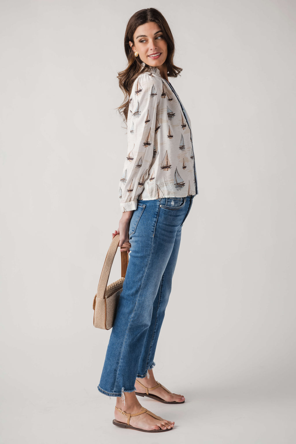 THML Sailboat Button Up Top