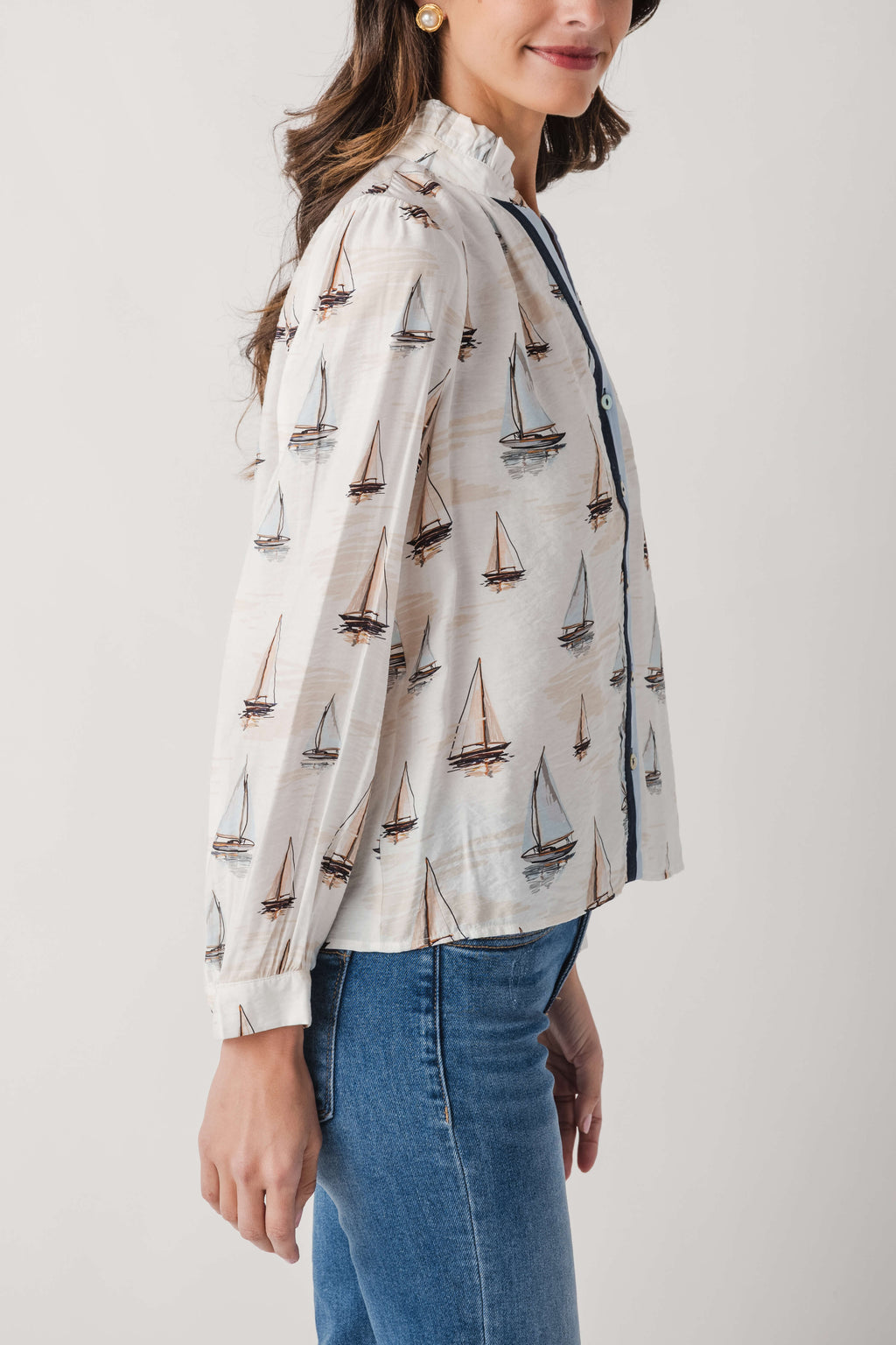 THML Sailboat Button Up Top