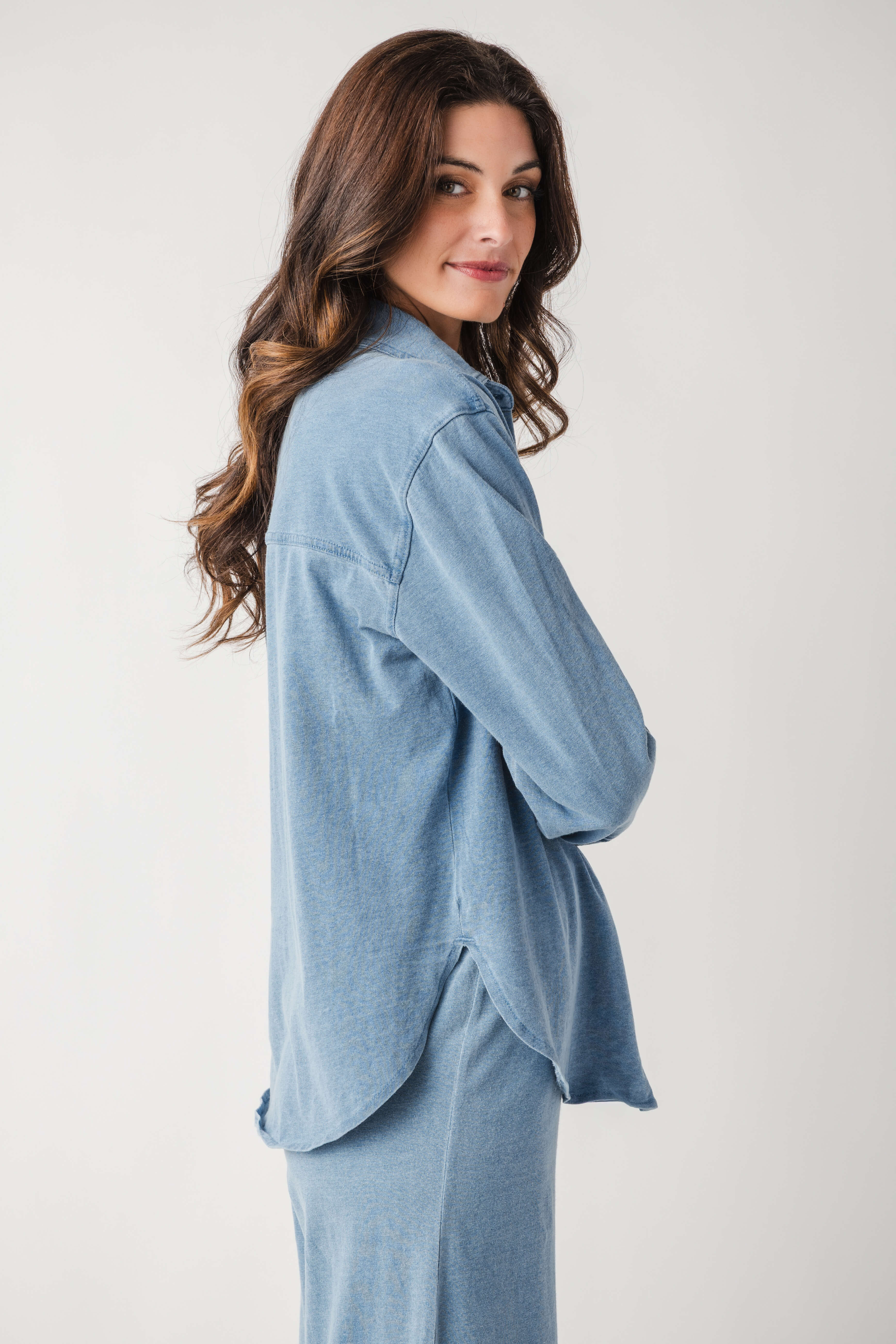 Z Supply Reese Jersey Denim Button Up